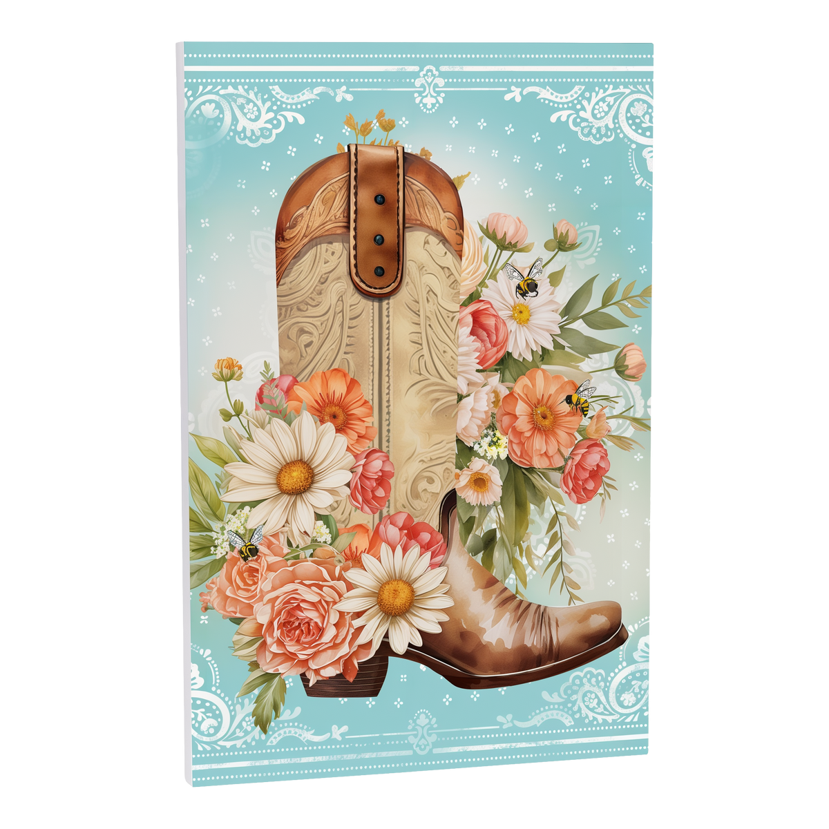 Evergreen Petal & Plow Cowboy Boots Wooden Wall Decor -- front view