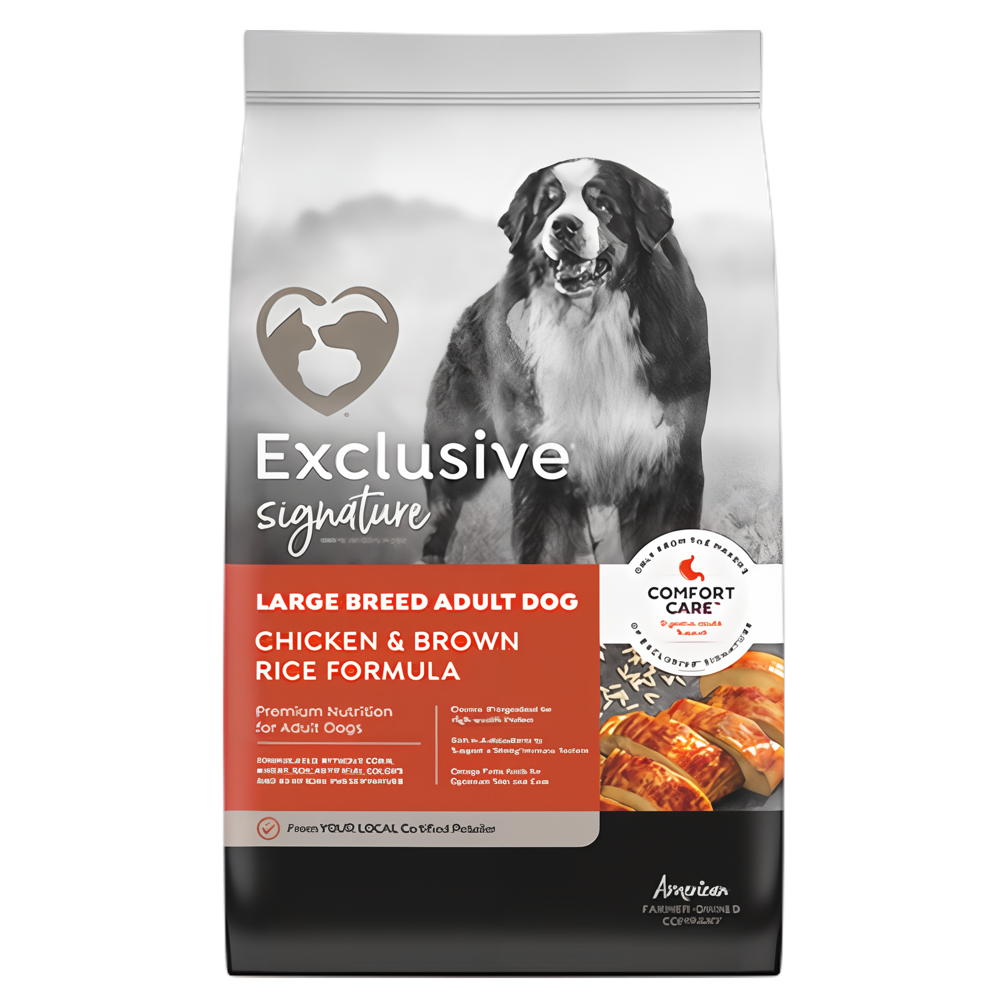 Exclusive Signature Large Breed Adult Dog Chicken & Brown Rice Formula Dry Dog Food bag