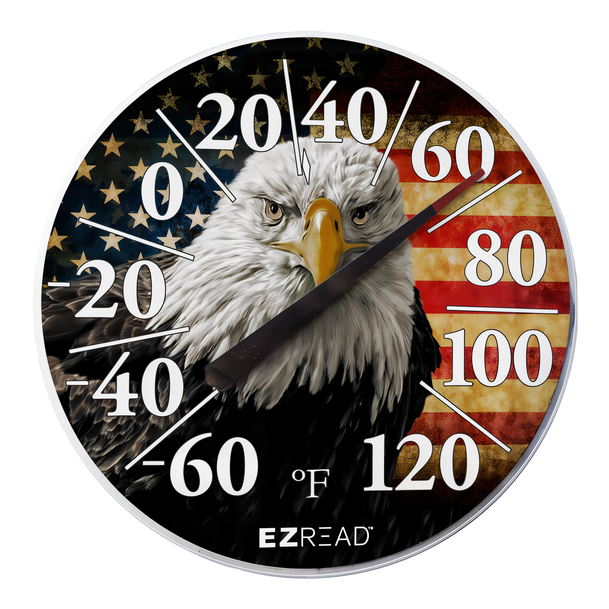 EZ Read 12.5 in Indoor/Outdoor Dial Thermometer, Eagle design, white background removed #Eagle