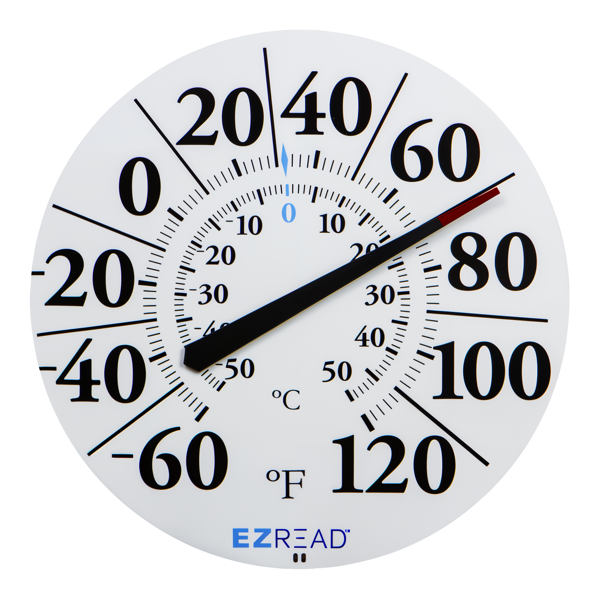 EZ Read 12.5 in Indoor/Outdoor Dial Thermometer, White design, white background removed