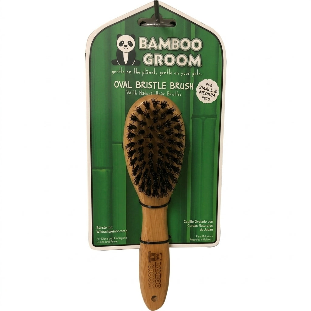 Paws & Alcott Bamboo Oval Bristle Brush with Natural Boar Bristles