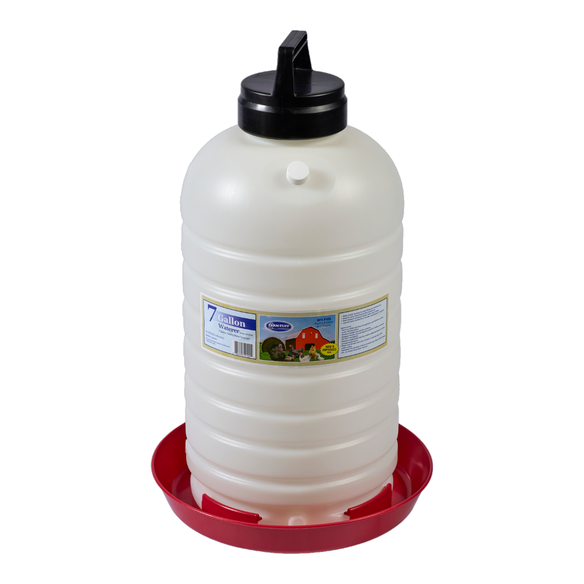 Farm-Tuff 7 Gallon Poultry & Game Bird Waterer top-fill fountain #7 Gal
