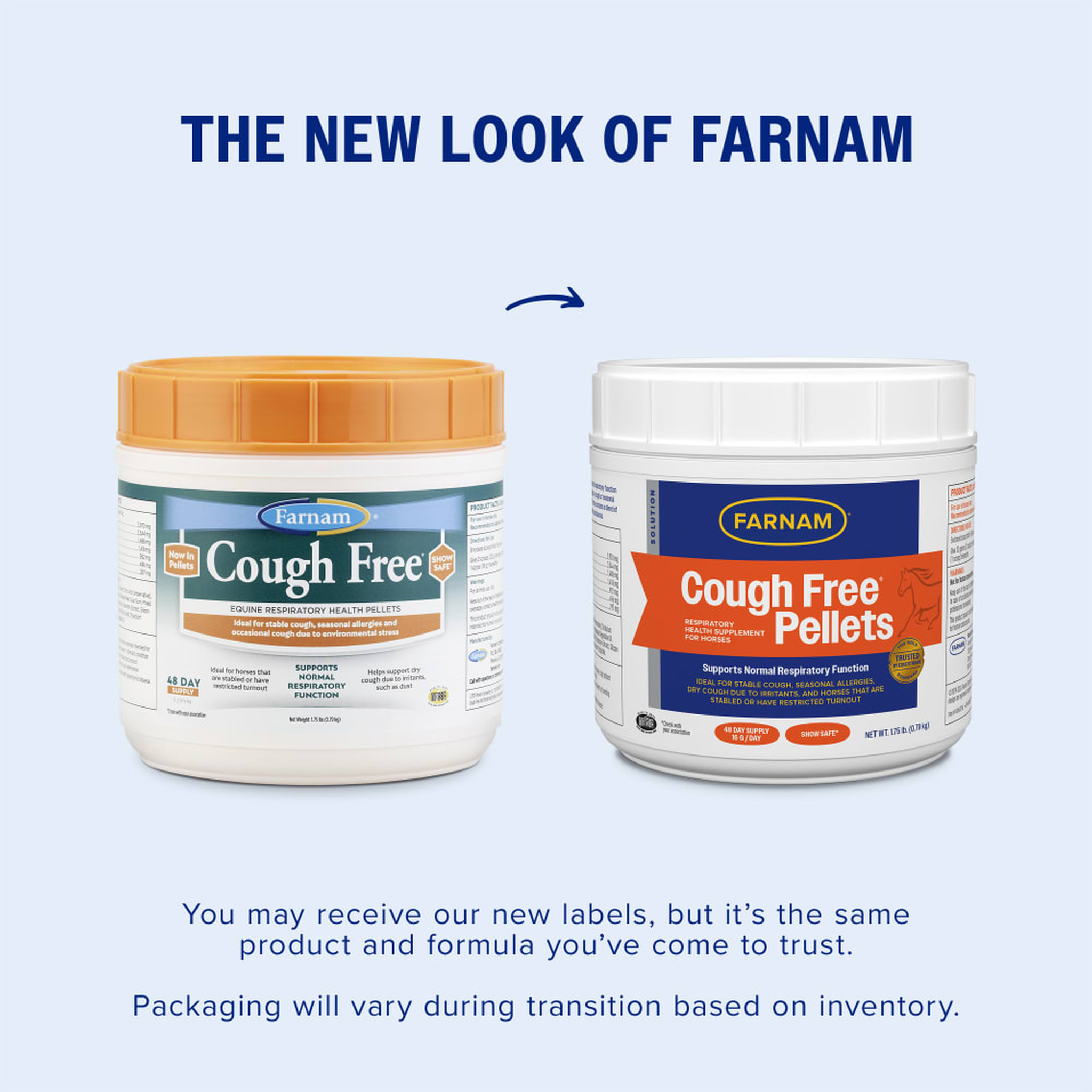 Farnam Cough Free Pellets Respiratory Health Supplement - You may receive our new labels but it is the same product and formula you have come to trust