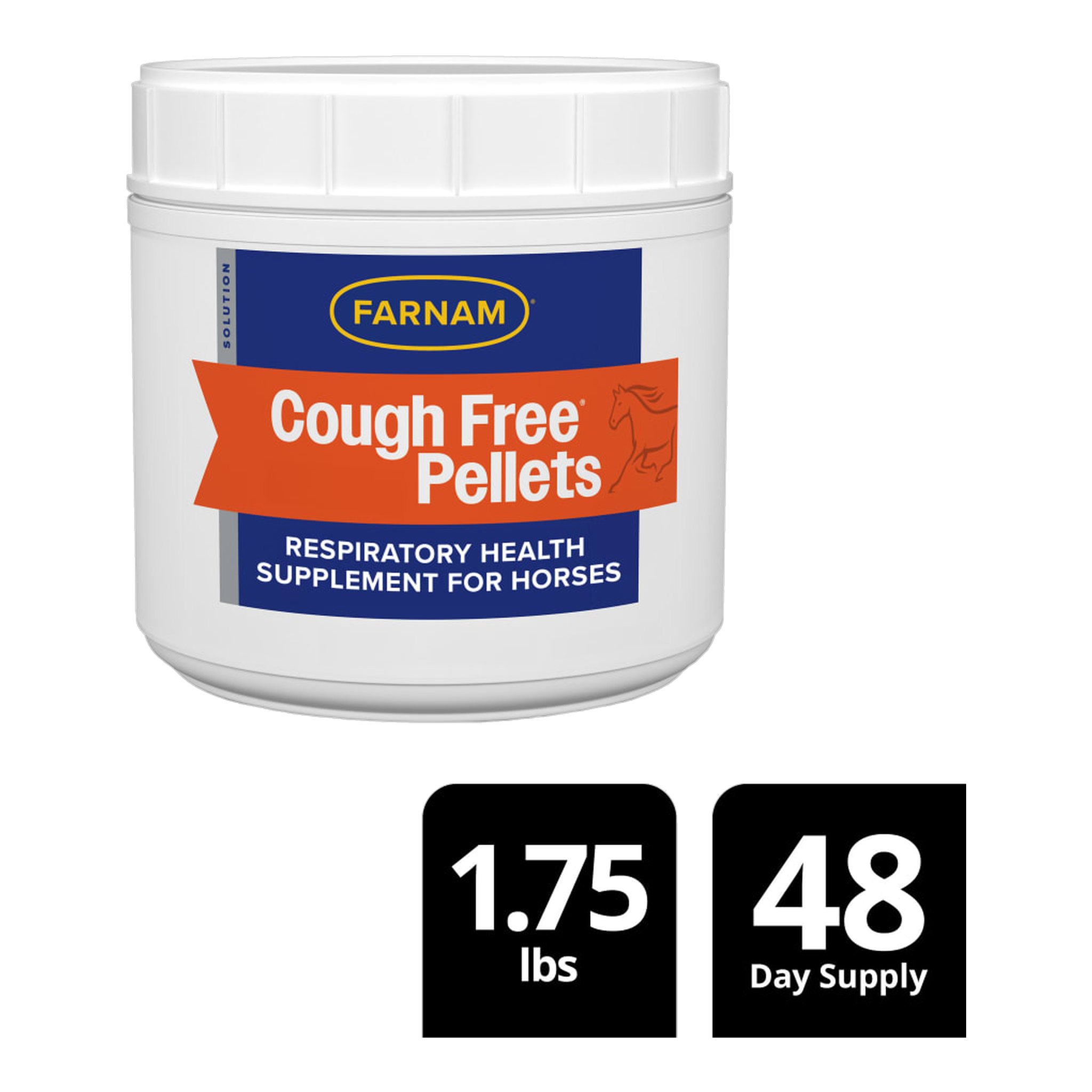 Farnam Cough Free Pellets Respiratory Health Supplement package showing size