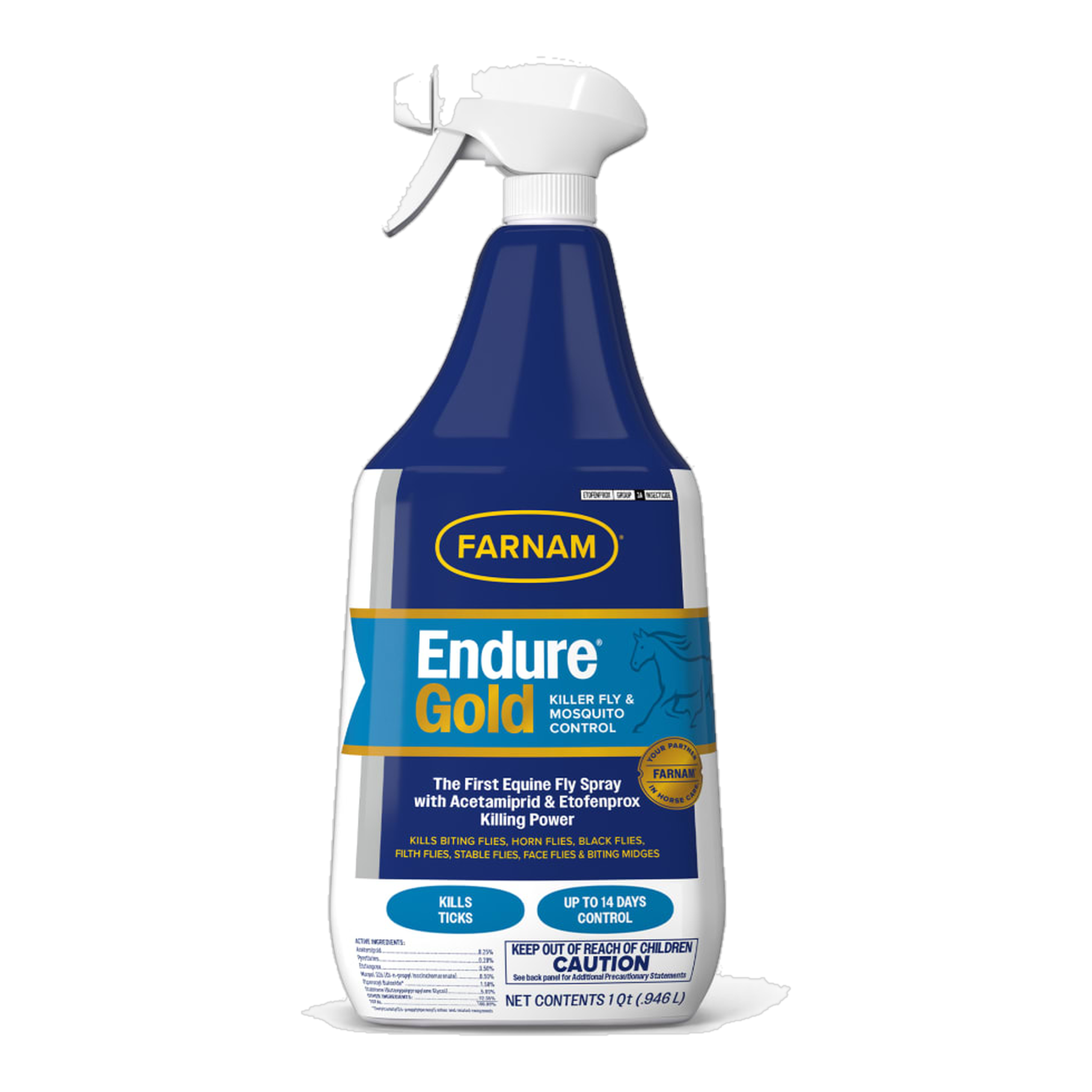 Farnam Endure Gold Fly Spray for Horses package showing size #1 Quart