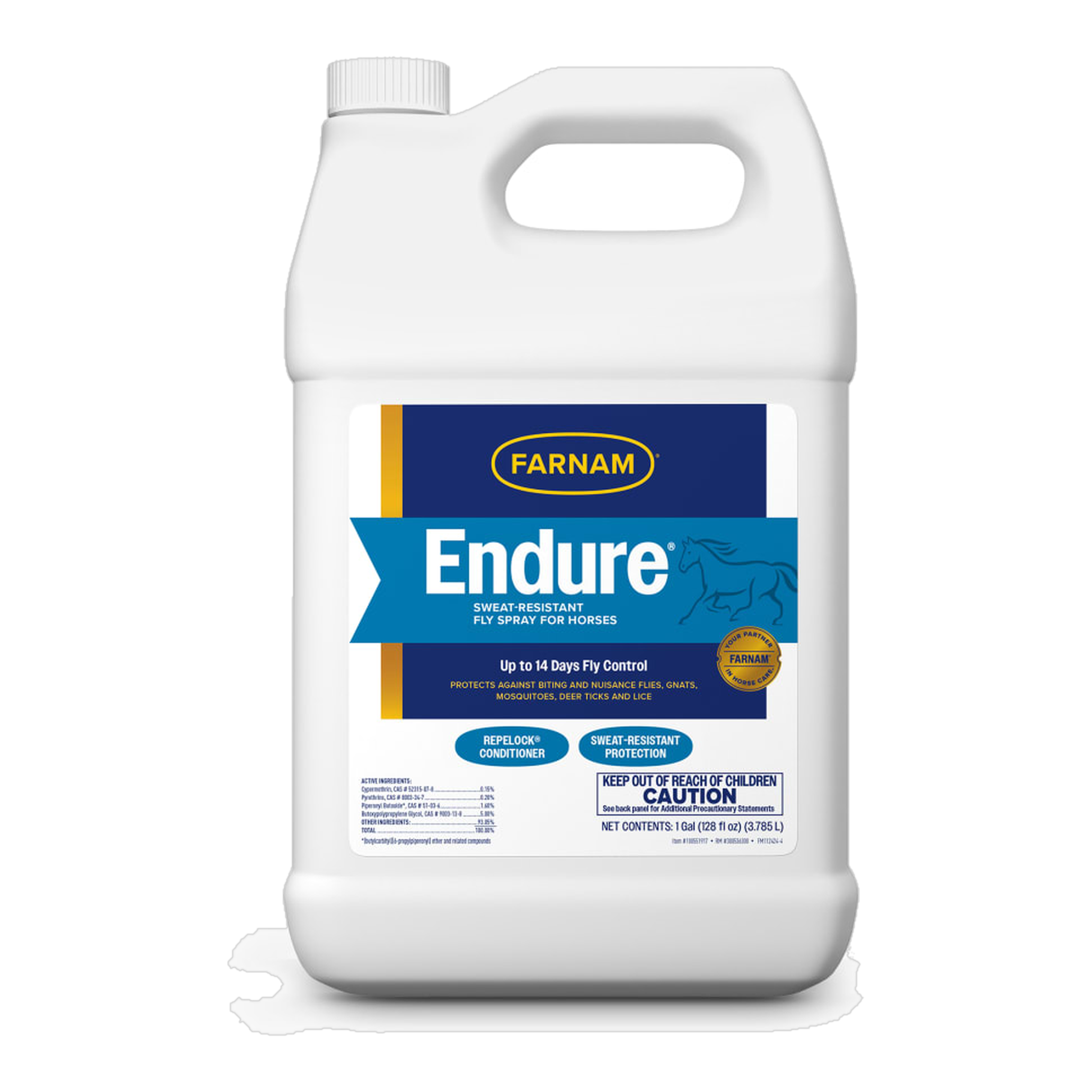 Farnam Endure Sweat-Resistant Fly Spray for Horses package showing size