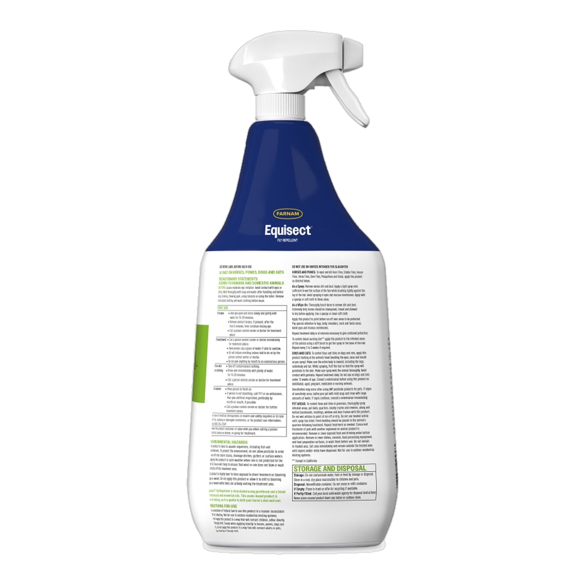 Farnam Equisect Water-Based Botanical Fly Repellent back of package label