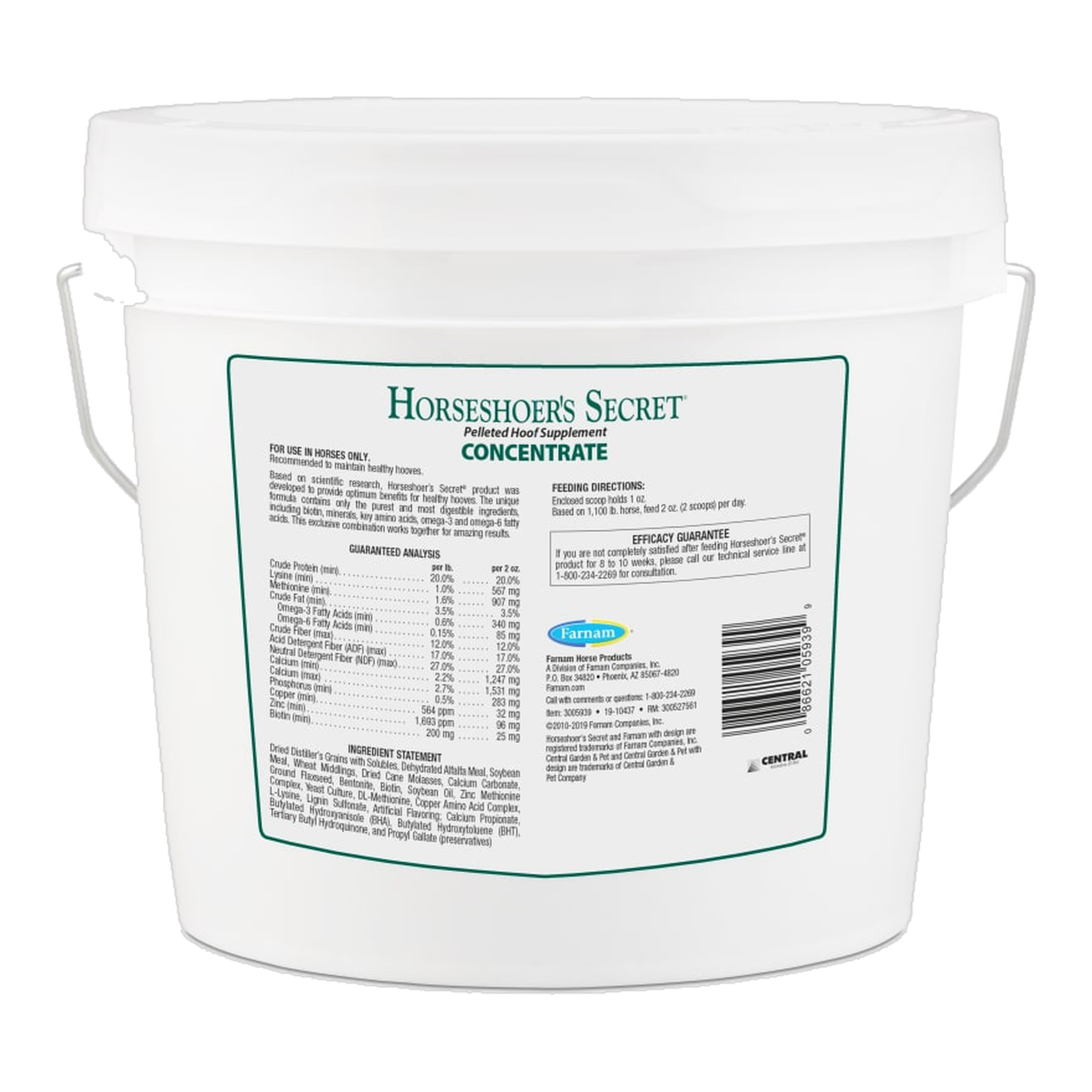 Farnam Horseshoer's Secret Concentrate Hoof Supplement back of package label