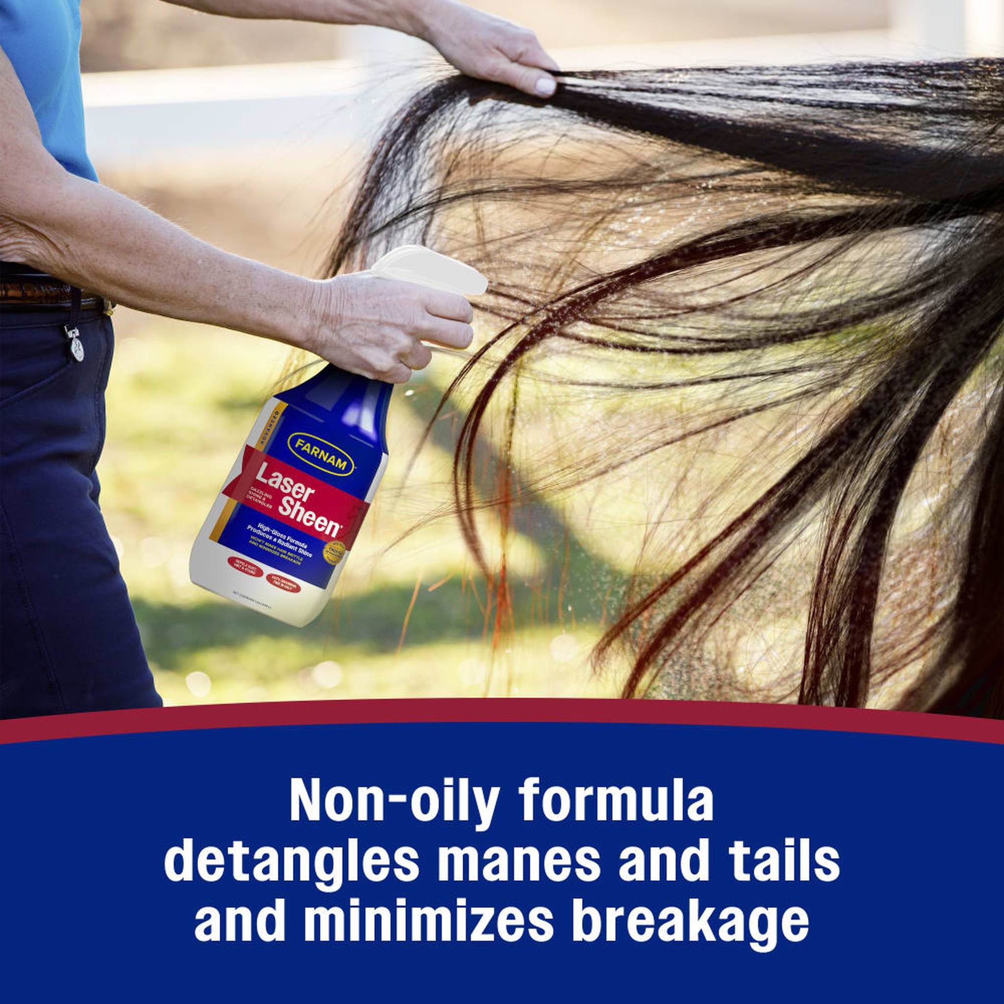 Farnam Laser Sheen Dazzling Shine & Detangler - Non oily formula detangles manes and tails and minimizes breakage