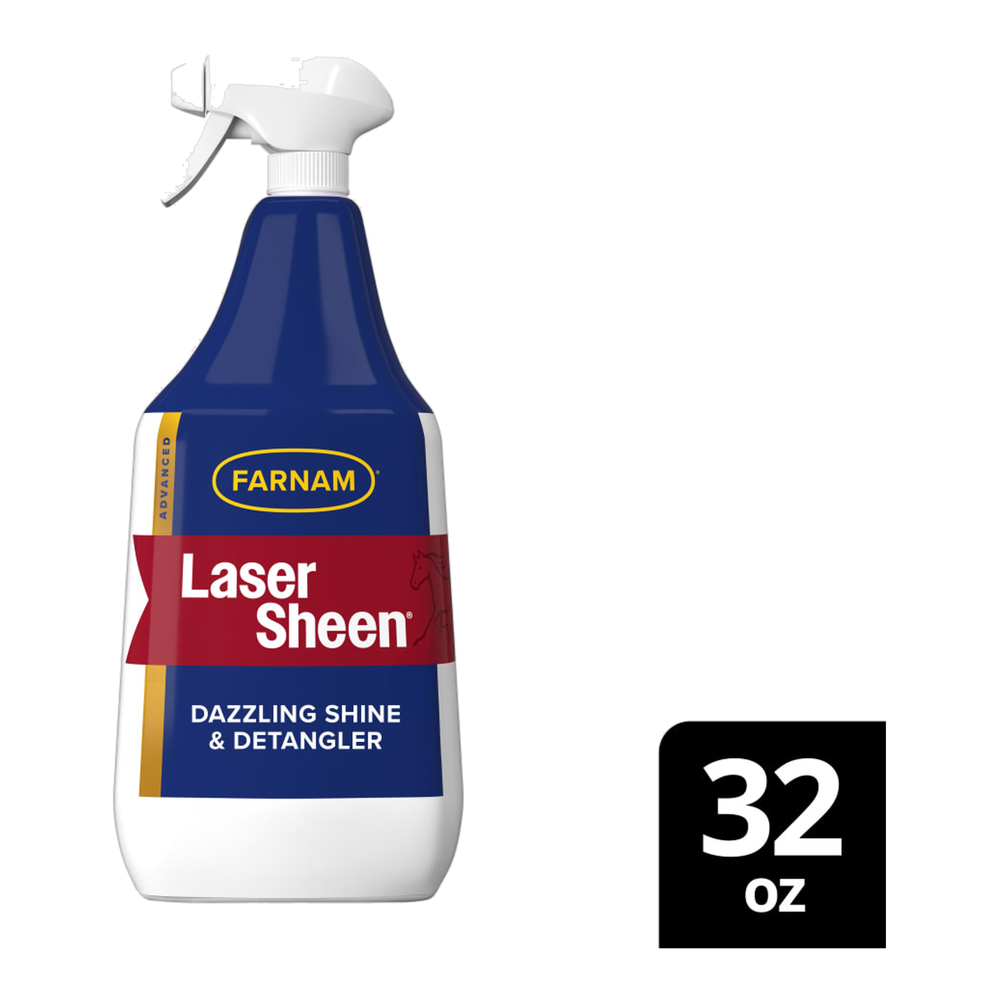 Farnam Laser Sheen Dazzling Shine & Detangler package showing size