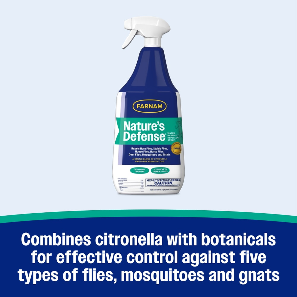 Farnam Nature's Defense Water-Based Insect Repellent - Combines citronella with botanicals for effective control against five types of flies