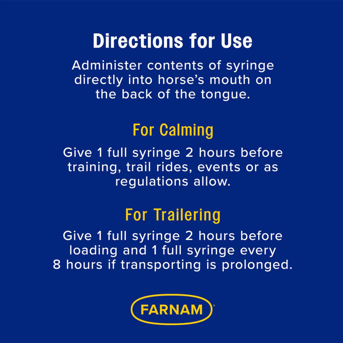 Farnam Quietex II Focusing & Calming Paste - Administer contents of syringe directly into horse's mouth