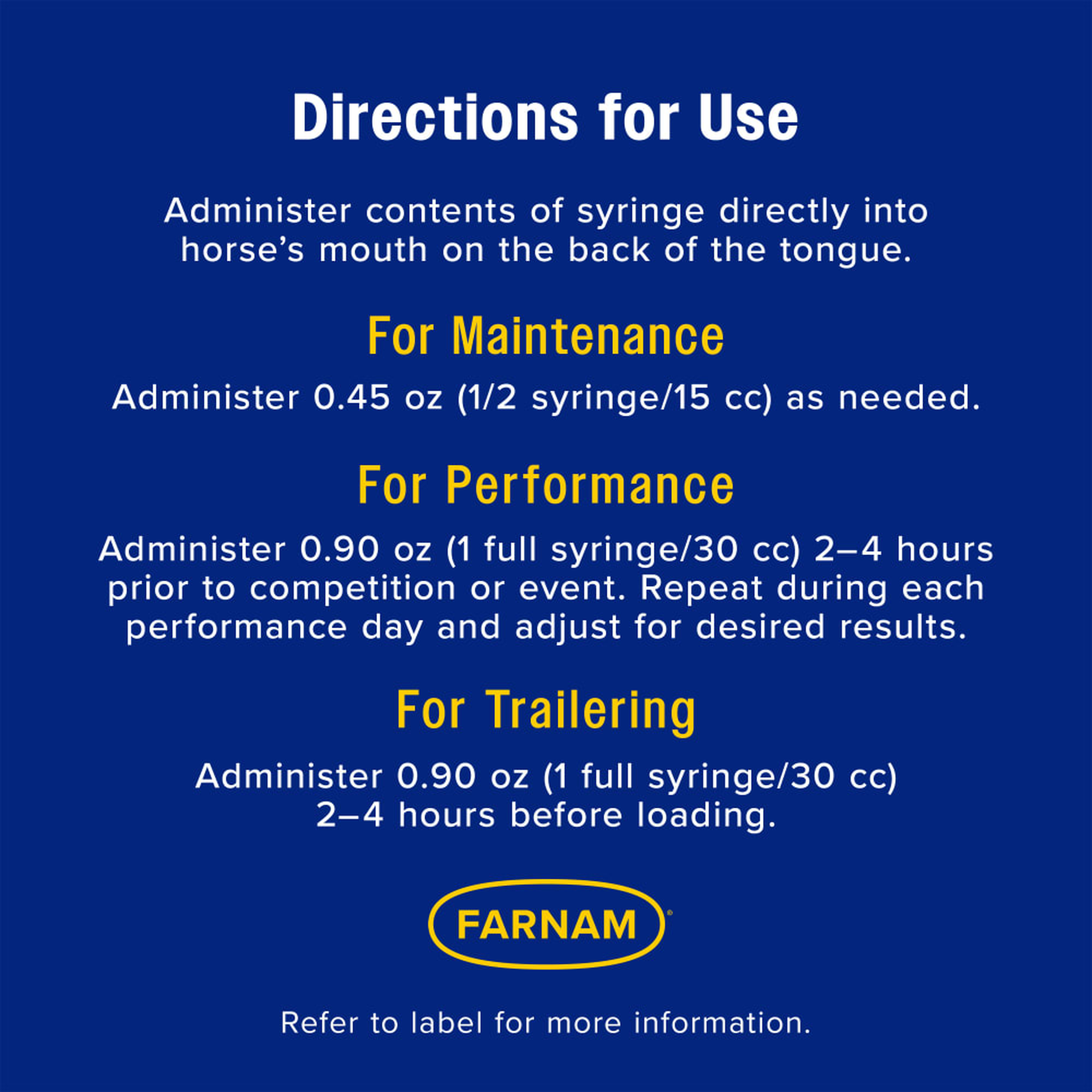 Farnam Quietex Show Paste - Administer contents of syringe directly into horse's mouth