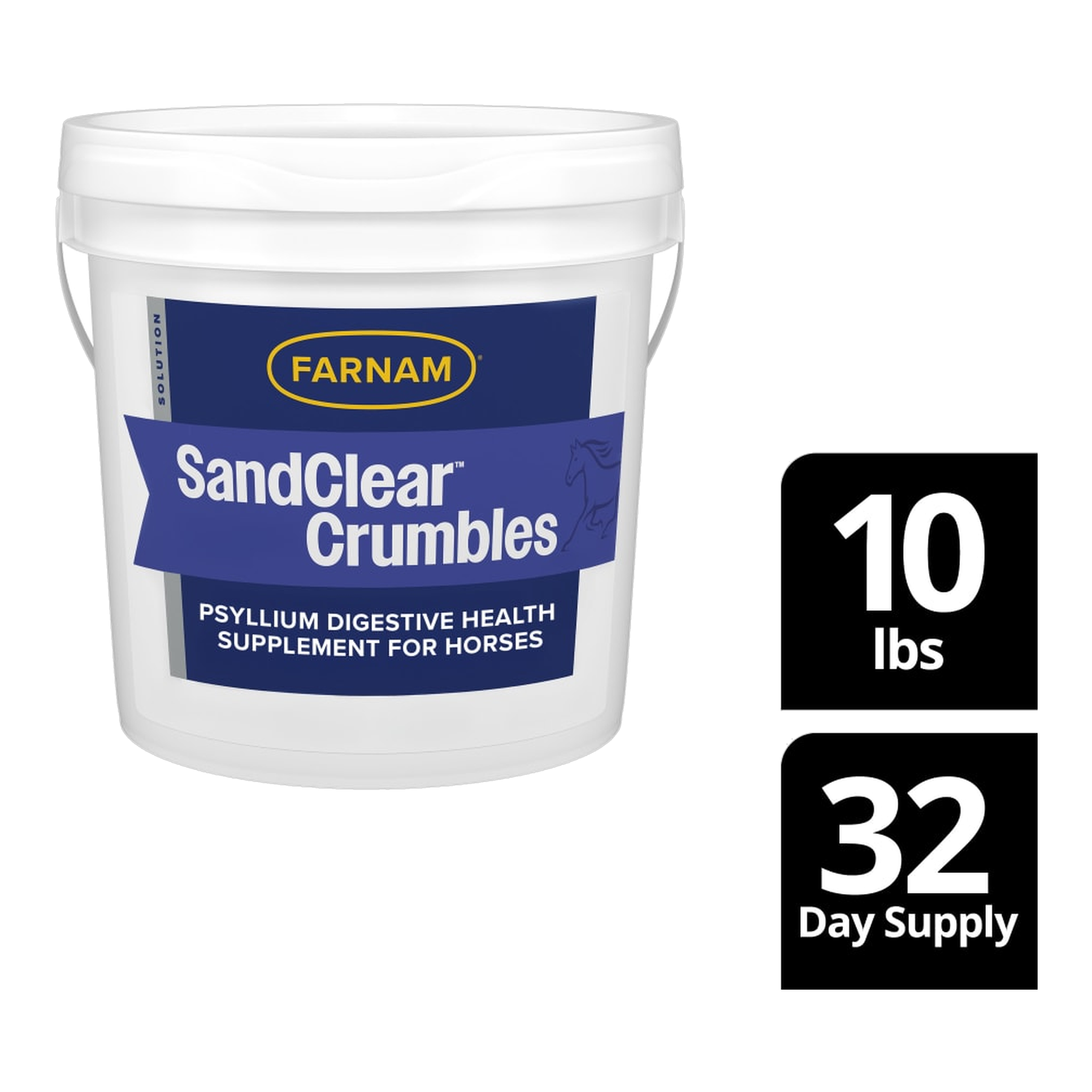 Farnam SandClear Natural Psyllium Crumbles package showing size