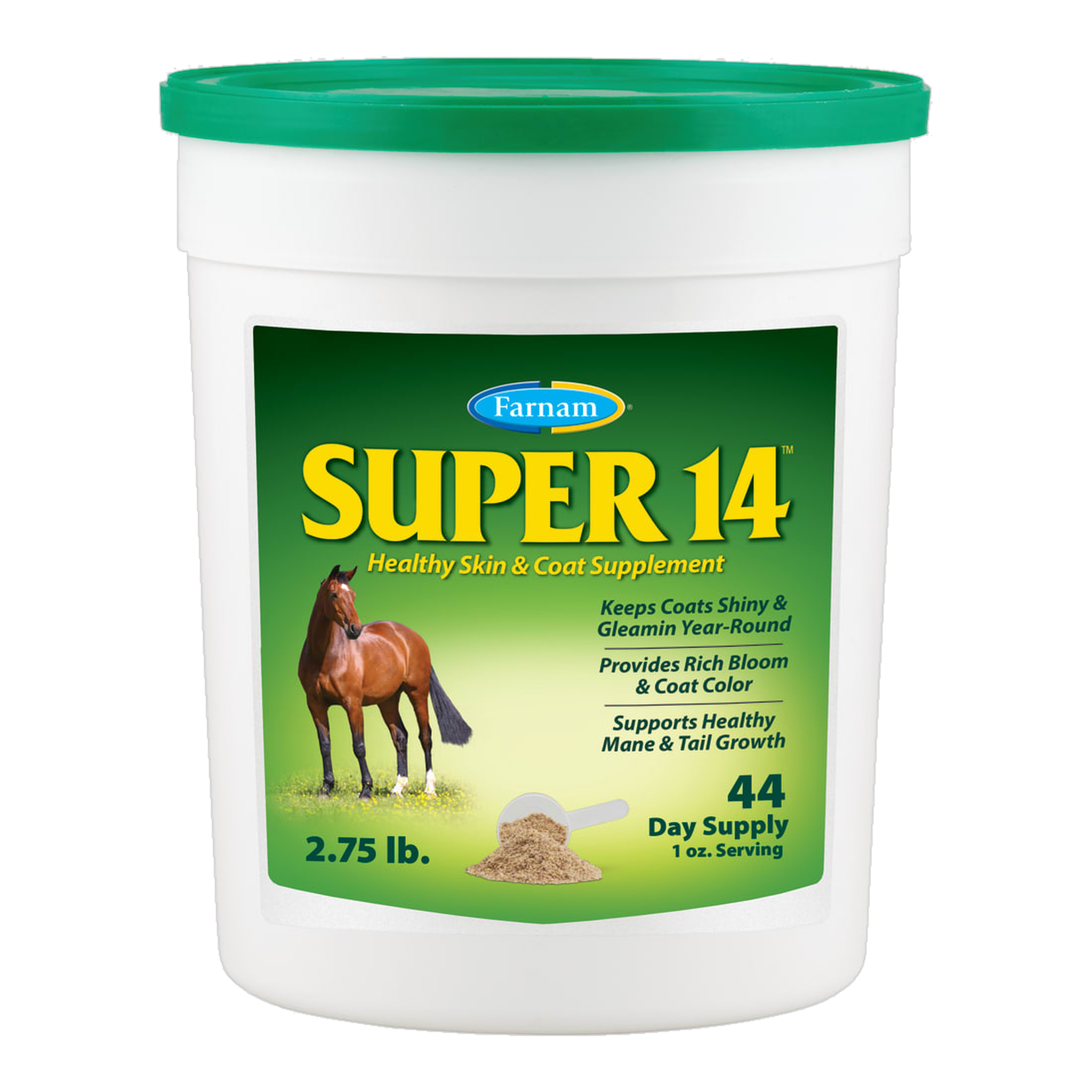 Farnam Super 14 Healthy Skin & Coat Supplement package showing size
