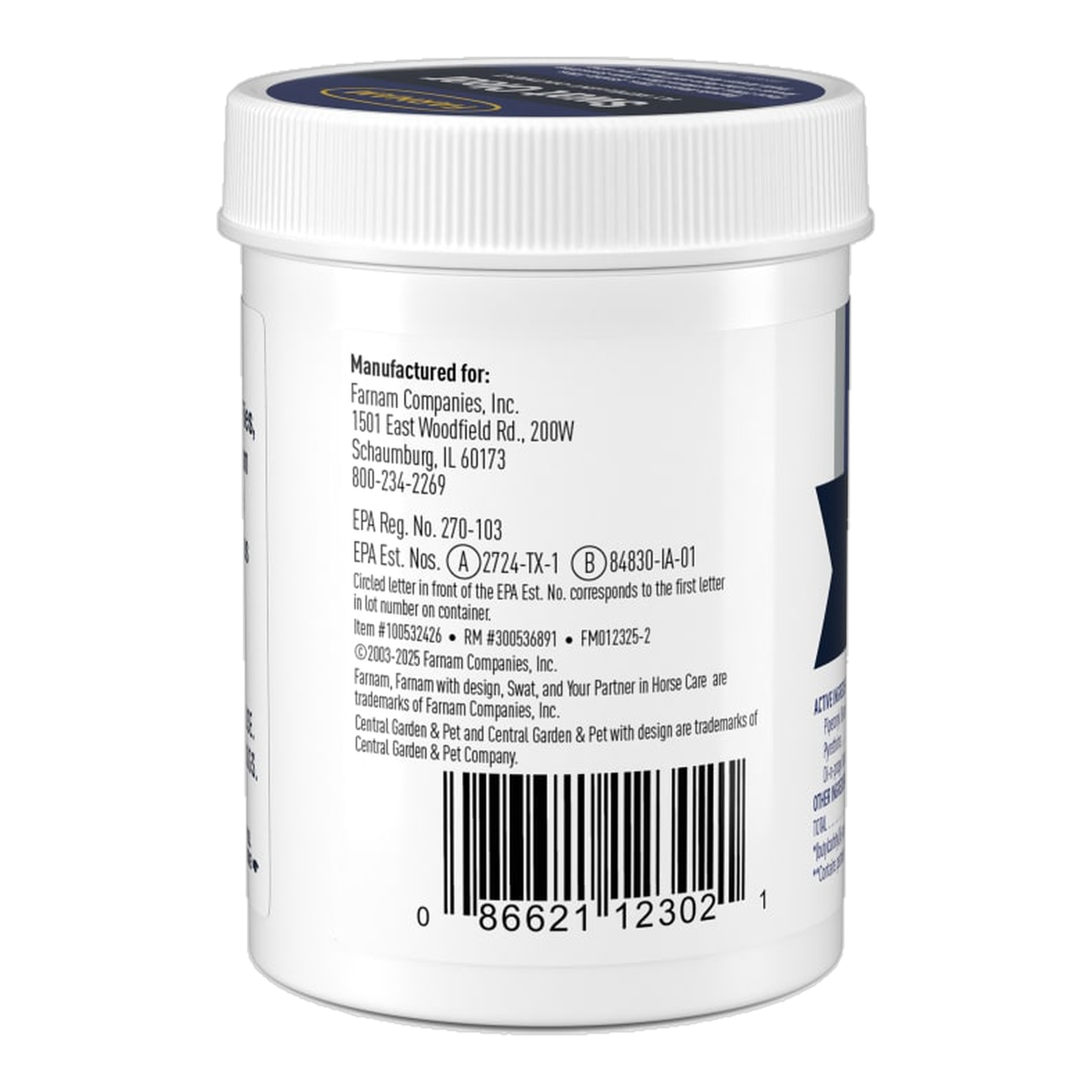 Farnam SWAT Fly Repellent Ointment back of package label