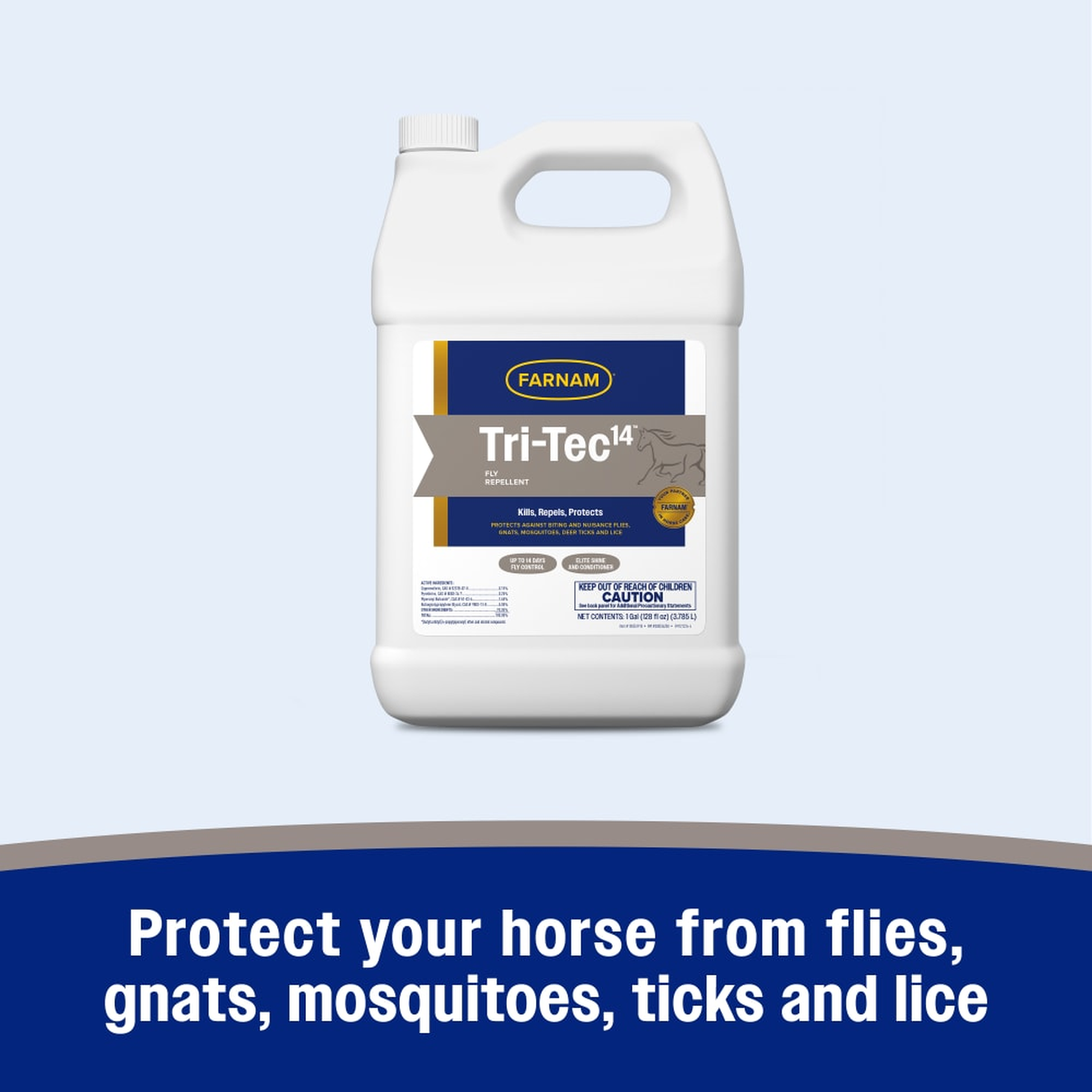 Farnam Tri-Tec 14 Fly Repellent for Horses - Protect your horse from flies, gnats, mosquitoes, ticks and lice