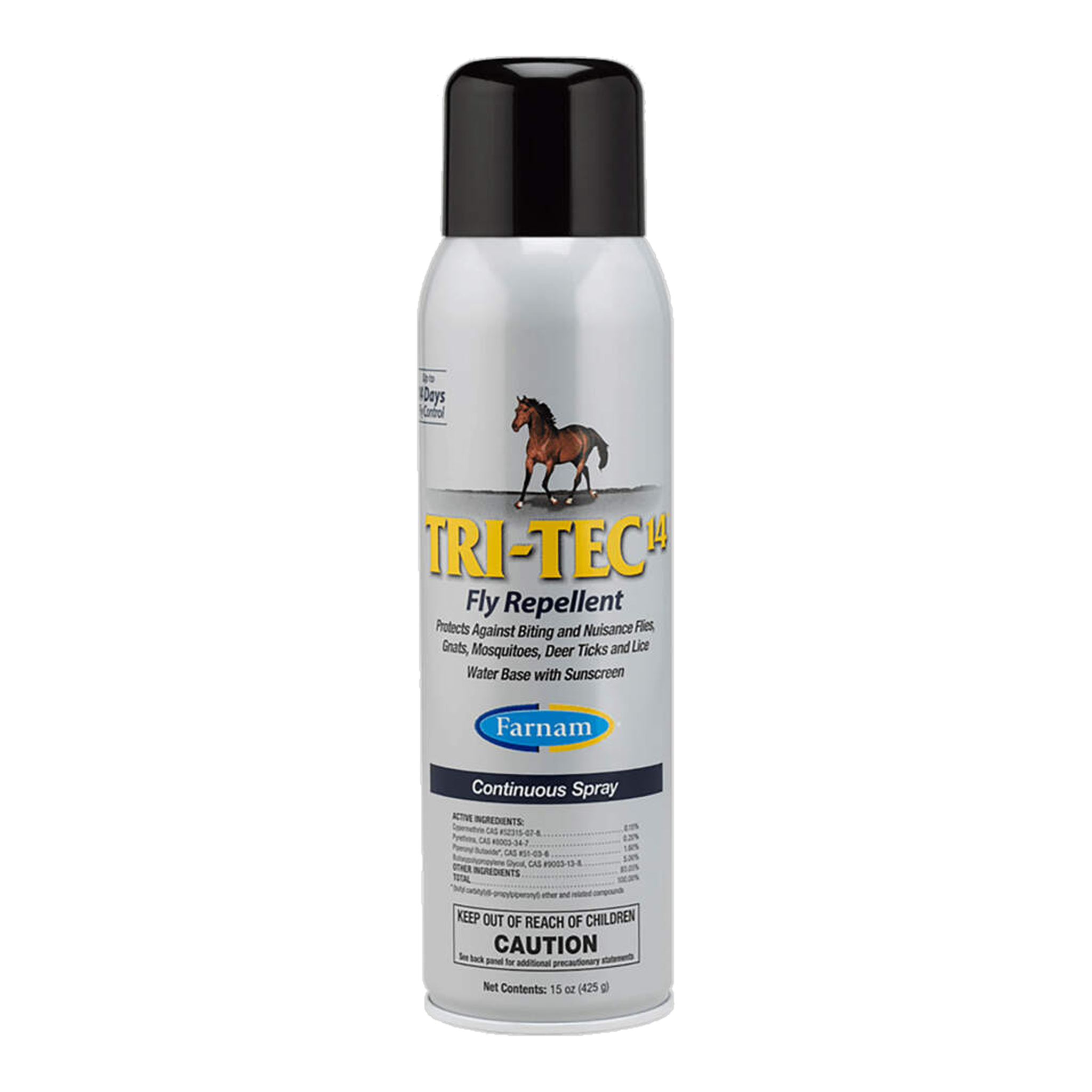 Farnam Tri-Tec 14 Fly Repellent 15 oz continuous spray can, front of package #15 oz Continuous Spray