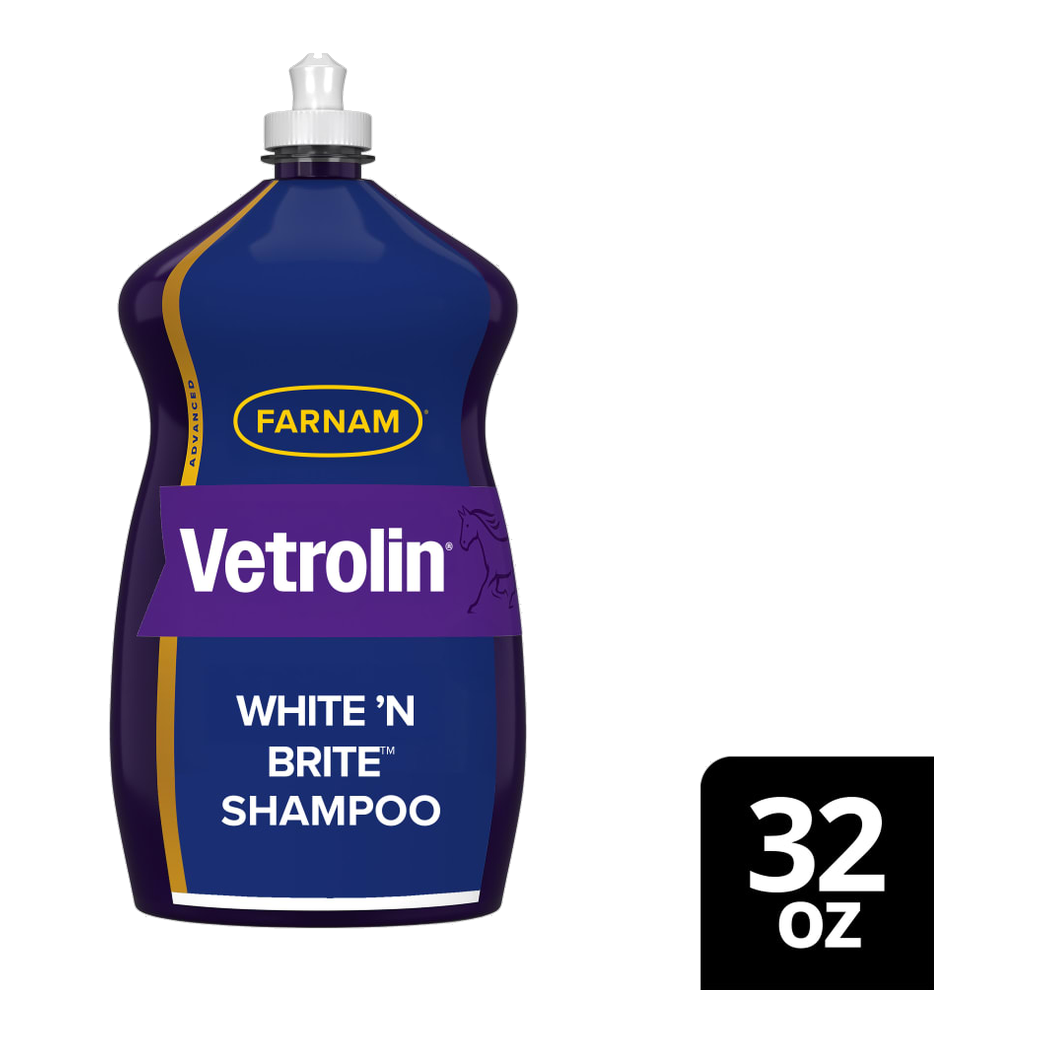 Farnam Vetrolin White 'N Brite Shampoo package showing size