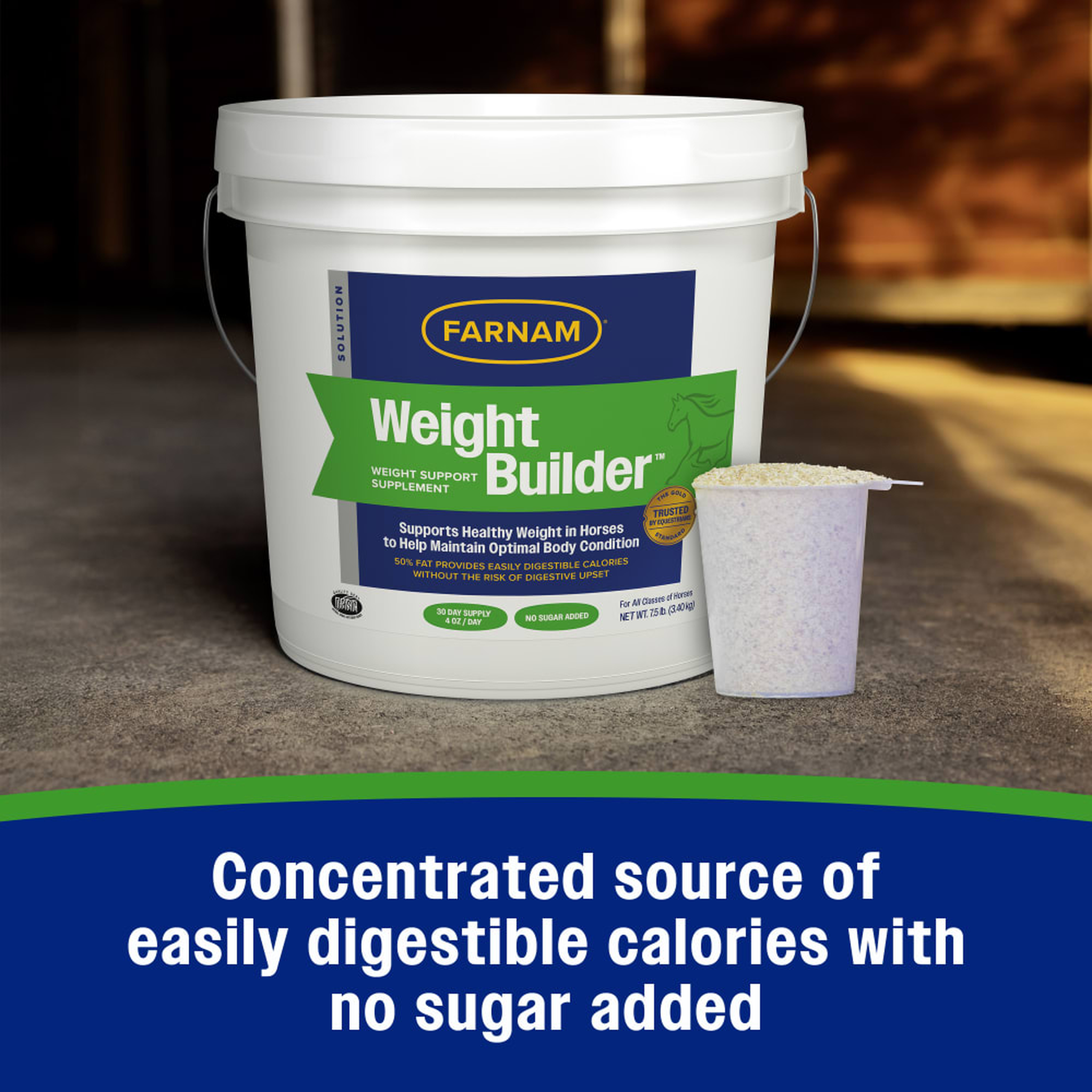 Farnam Weight Builder Equine Weight Supplement - Concentrated source of easily digestible calories with no sugar added