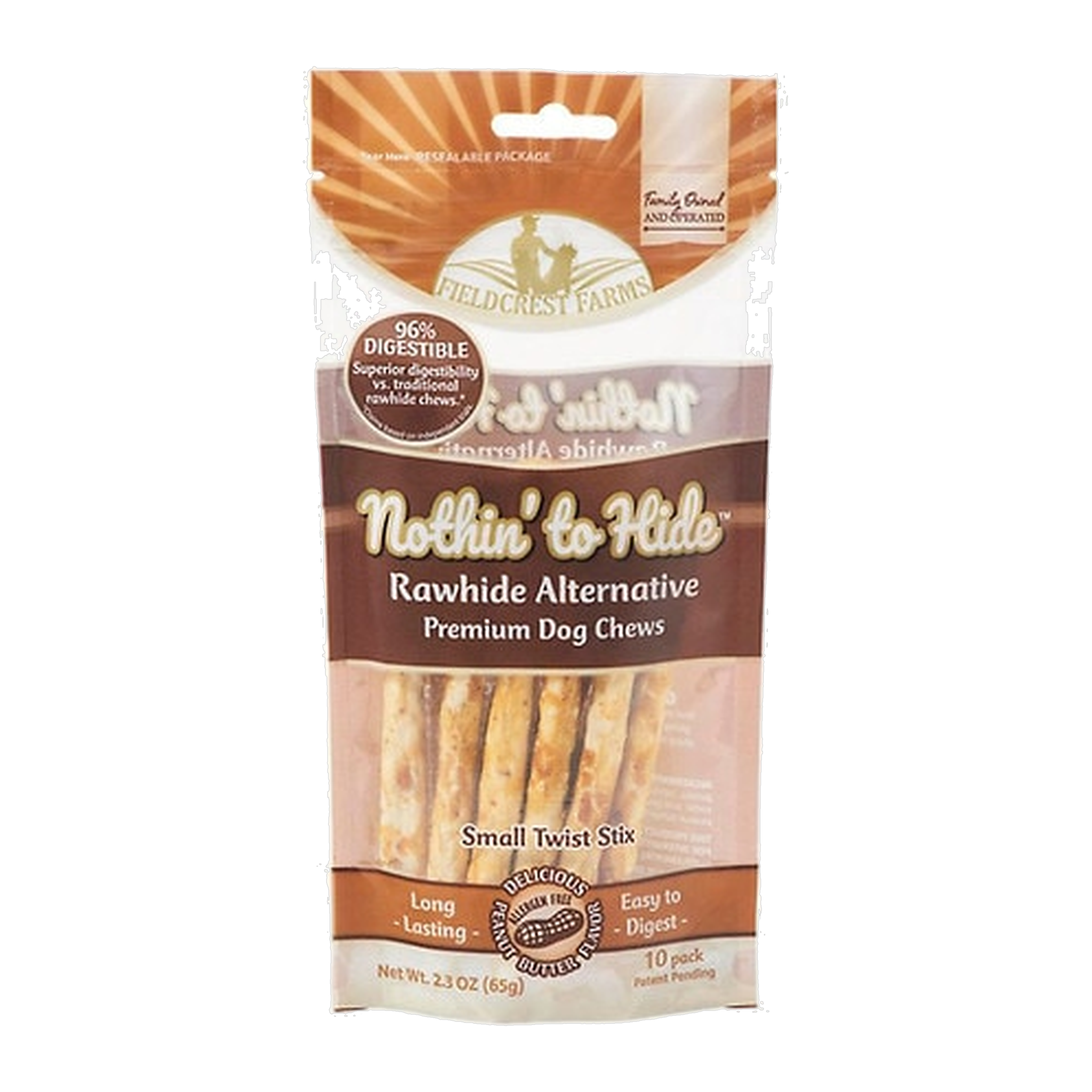 Fieldcrest Farms Nothin to Hide Twist Stix Dog Chew Treats Peanut Butter