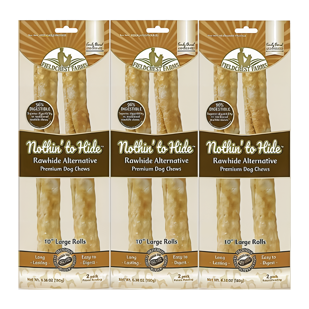 Fieldcrest Farms Nothin' to Hide Peanut Butter Grain Free Chews for Dogs, 10 in rolls