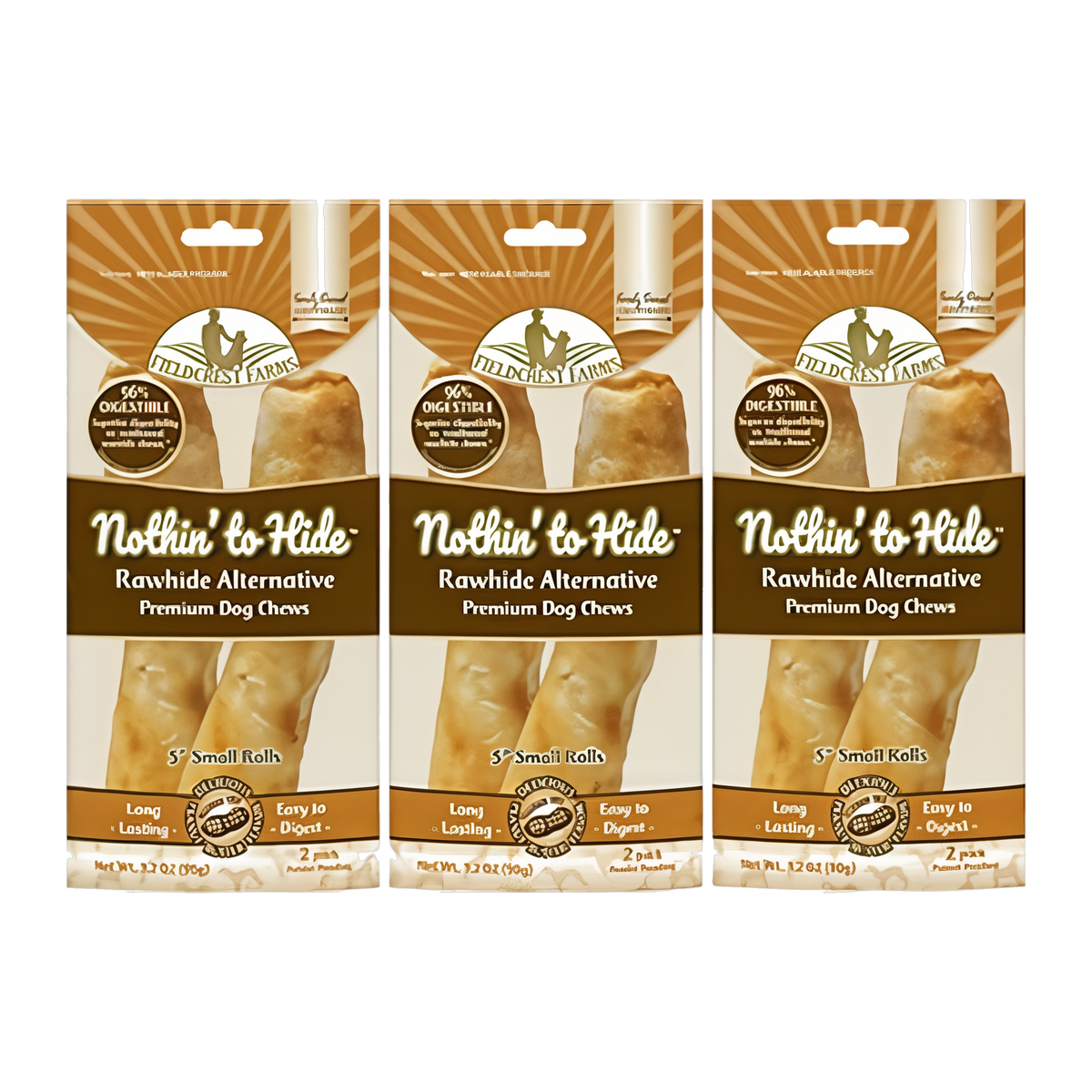 Fieldcrest Farms Nothin' to Hide Peanut Butter Grain Free Chews for Dogs, 5 in rolls