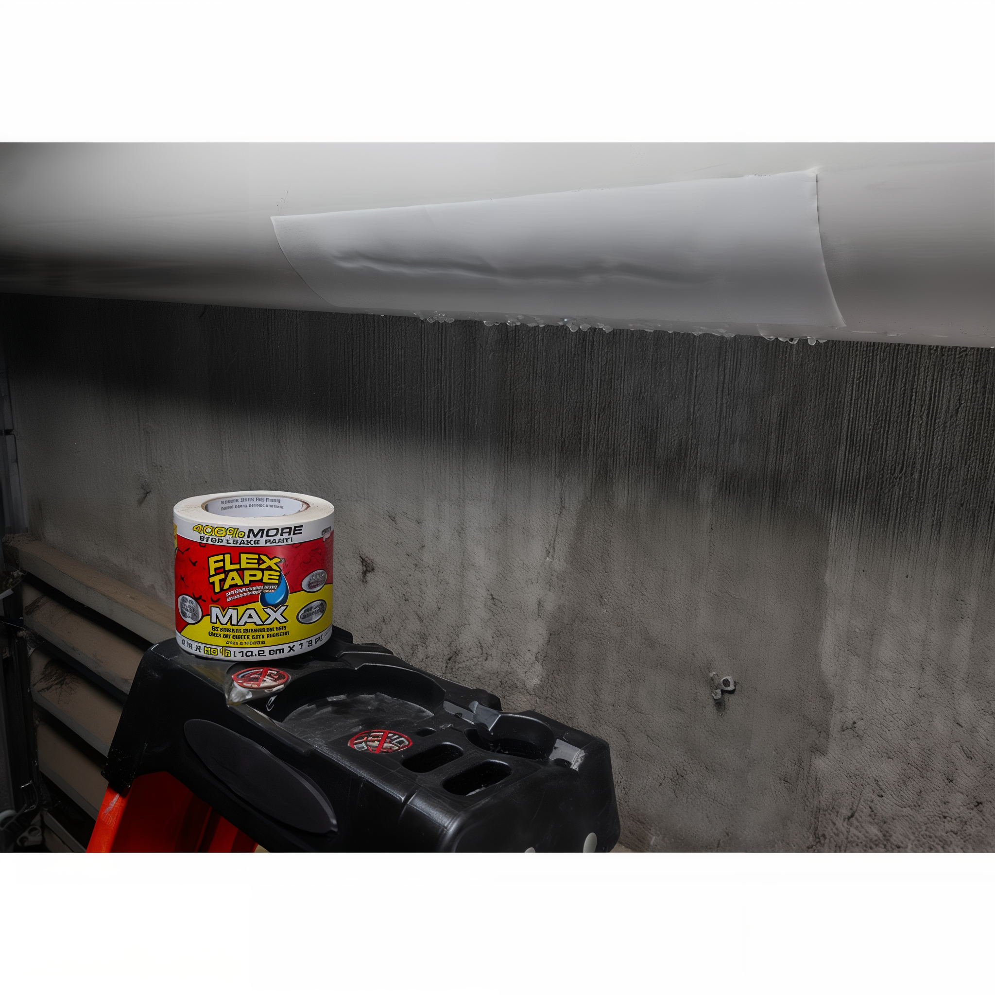 Flex Tape MAX patching an overhead leak
