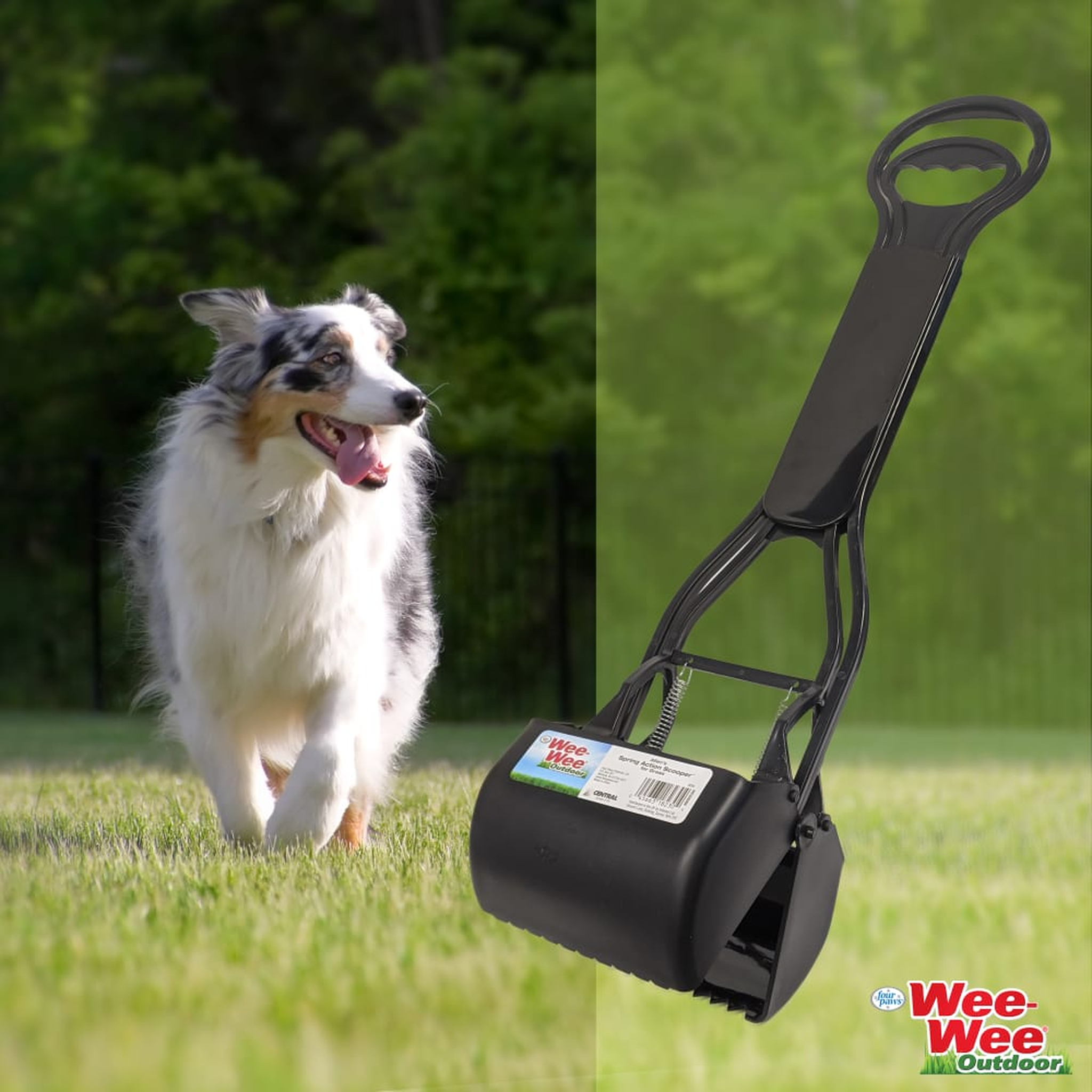 Four Paws Allen's Spring Action Scooper for Hard Surfaces in use outdoors