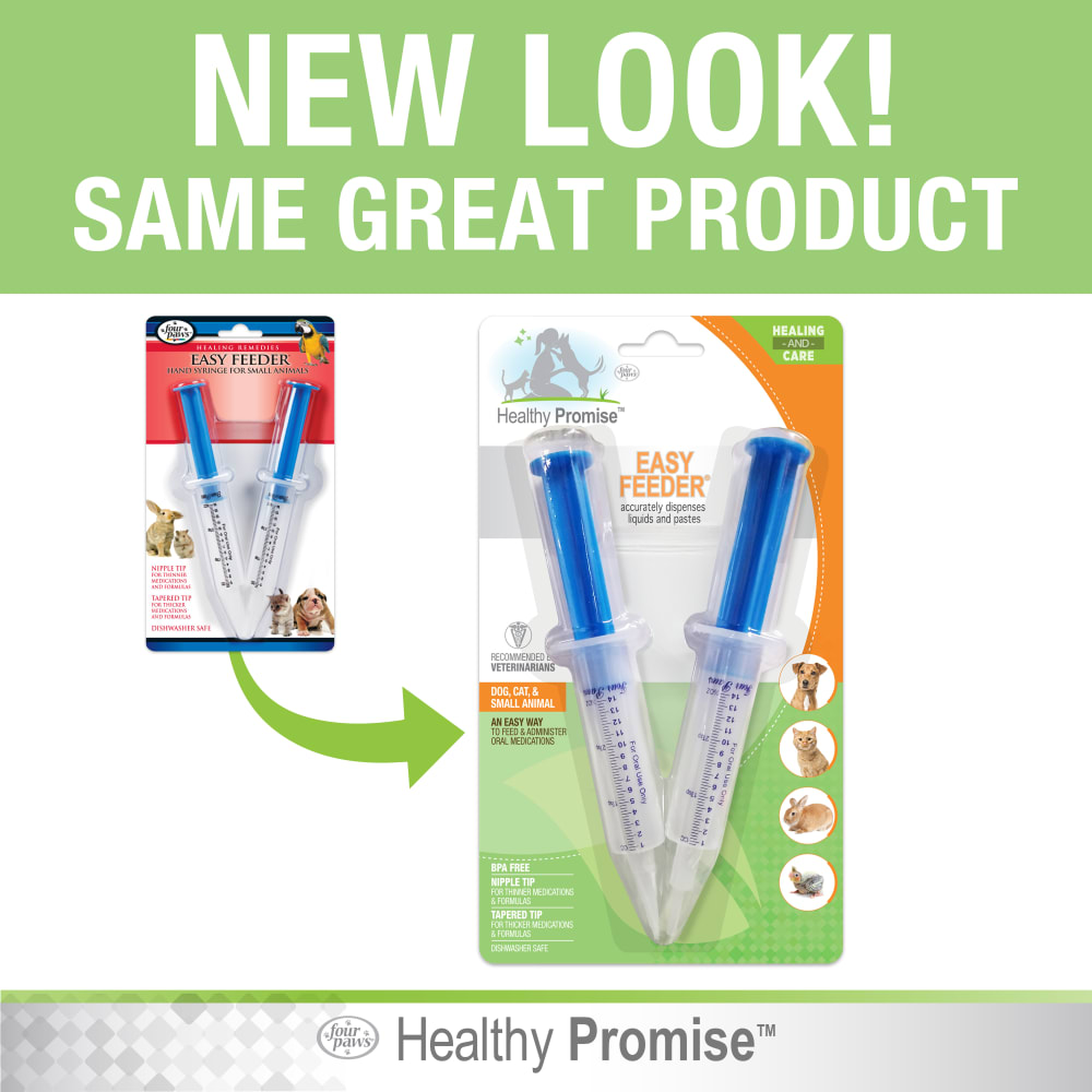 Four Paws Healthy Promise Easy Feeder Pet Feeding Syringe new packaging, same product