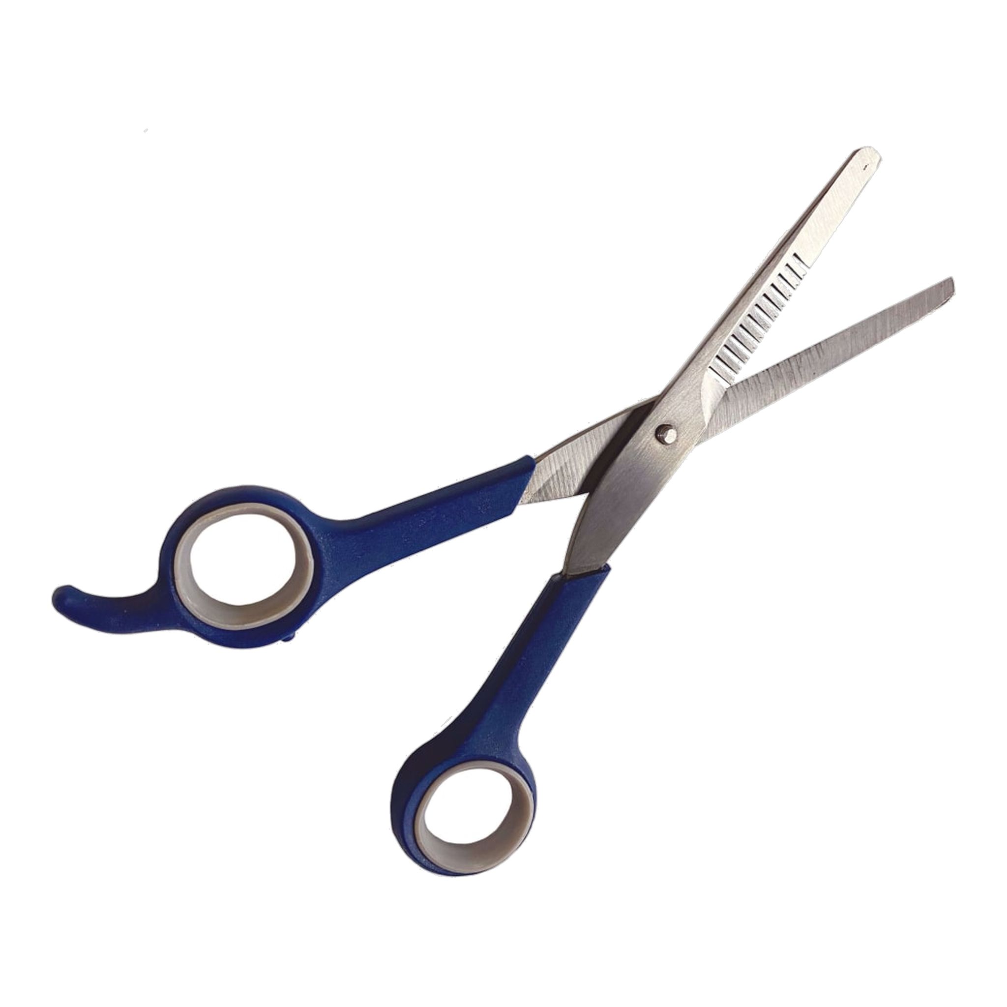 Four Paws Magic Coat All-In-One Finishing Shears with serrated comb blade and blue no-slip grips #Per Unit