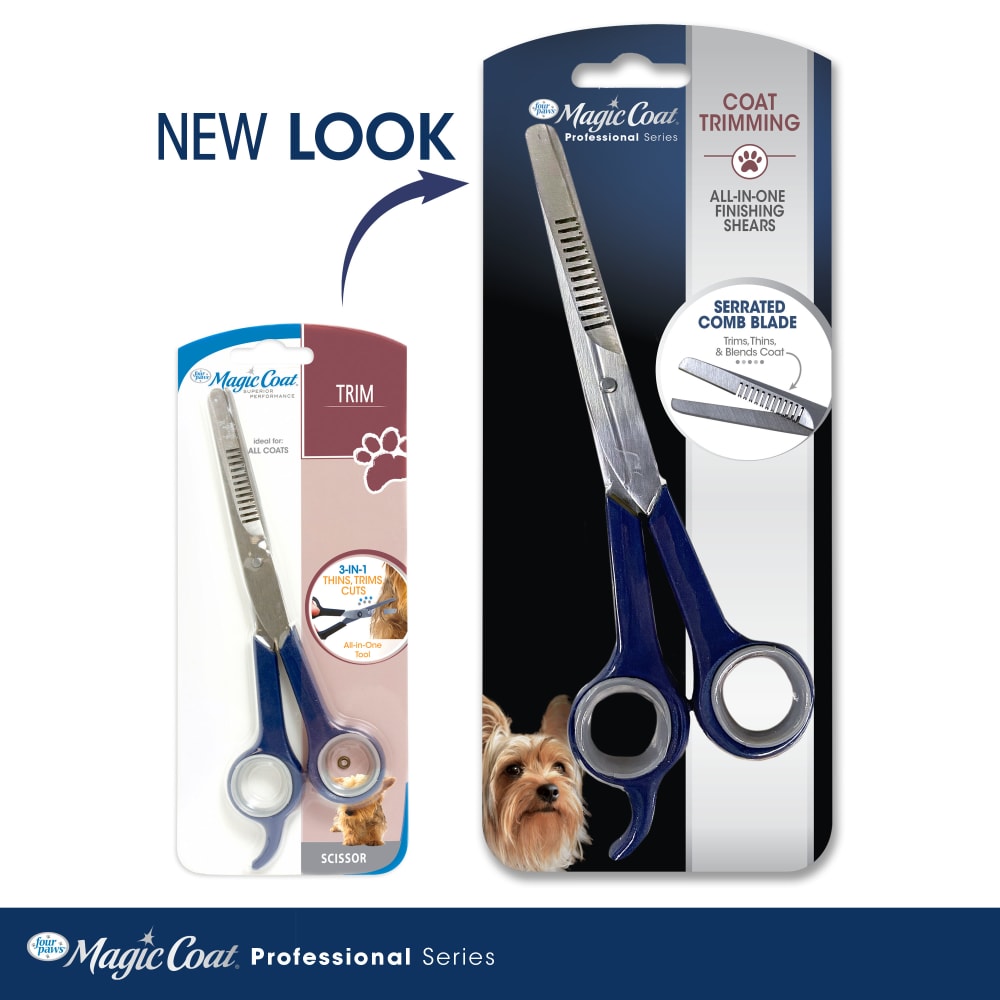 New look packaging transition for the Magic Coat All-In-One Finishing Shears
