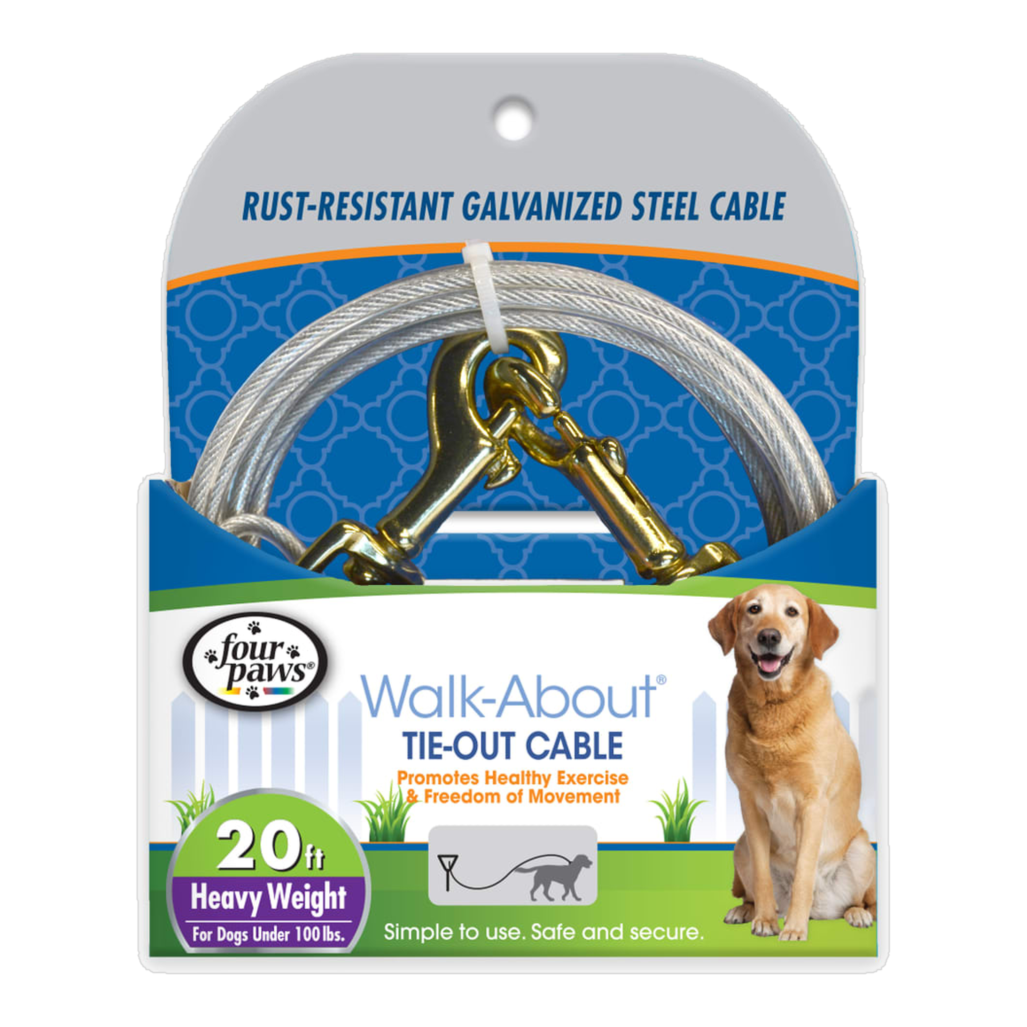 Four Paws Walk-About Heavy Weight Dog Tie-Out Cable 20 ft package front