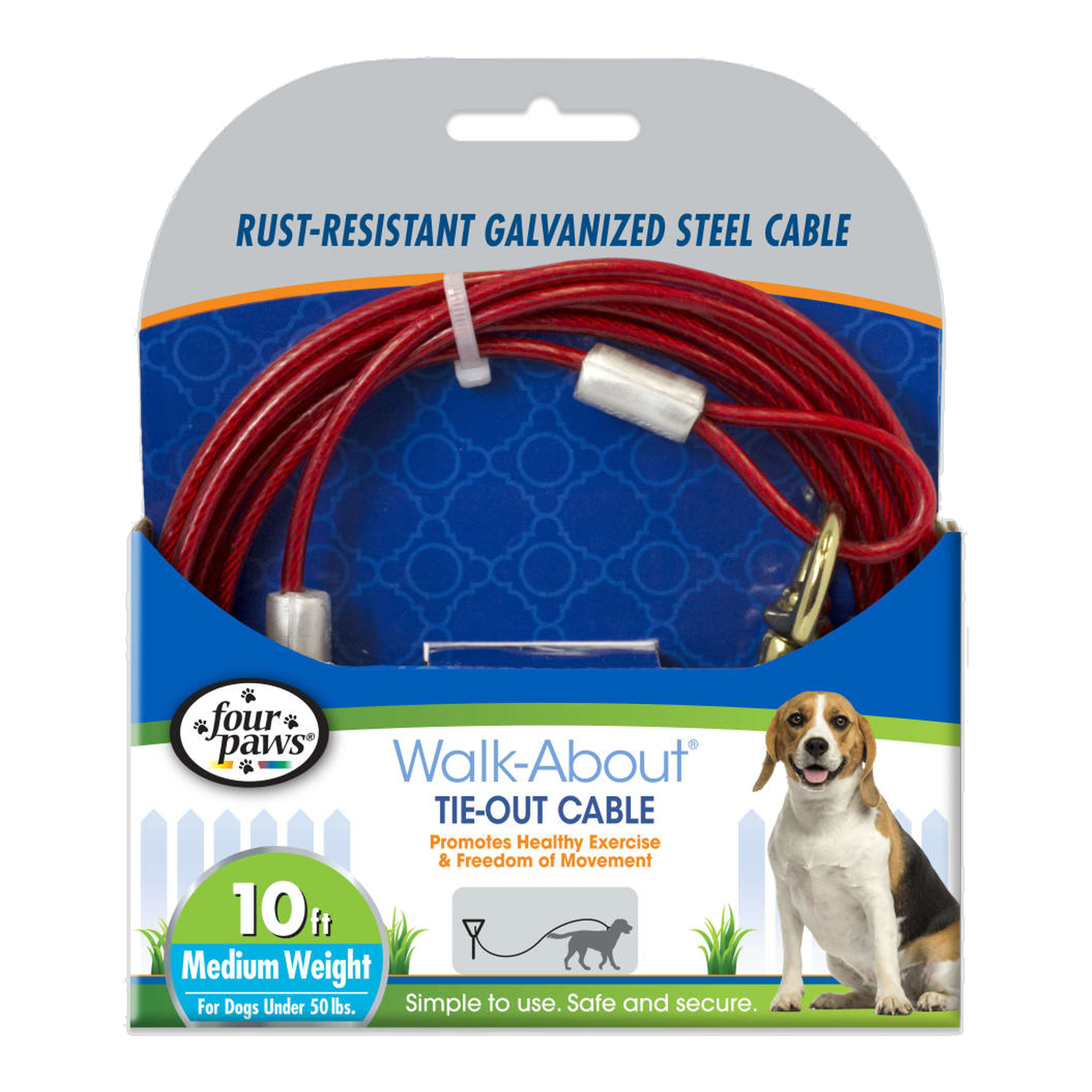 Four Paws Walk-About Medium Weight Dog Tie-Out Cable package front