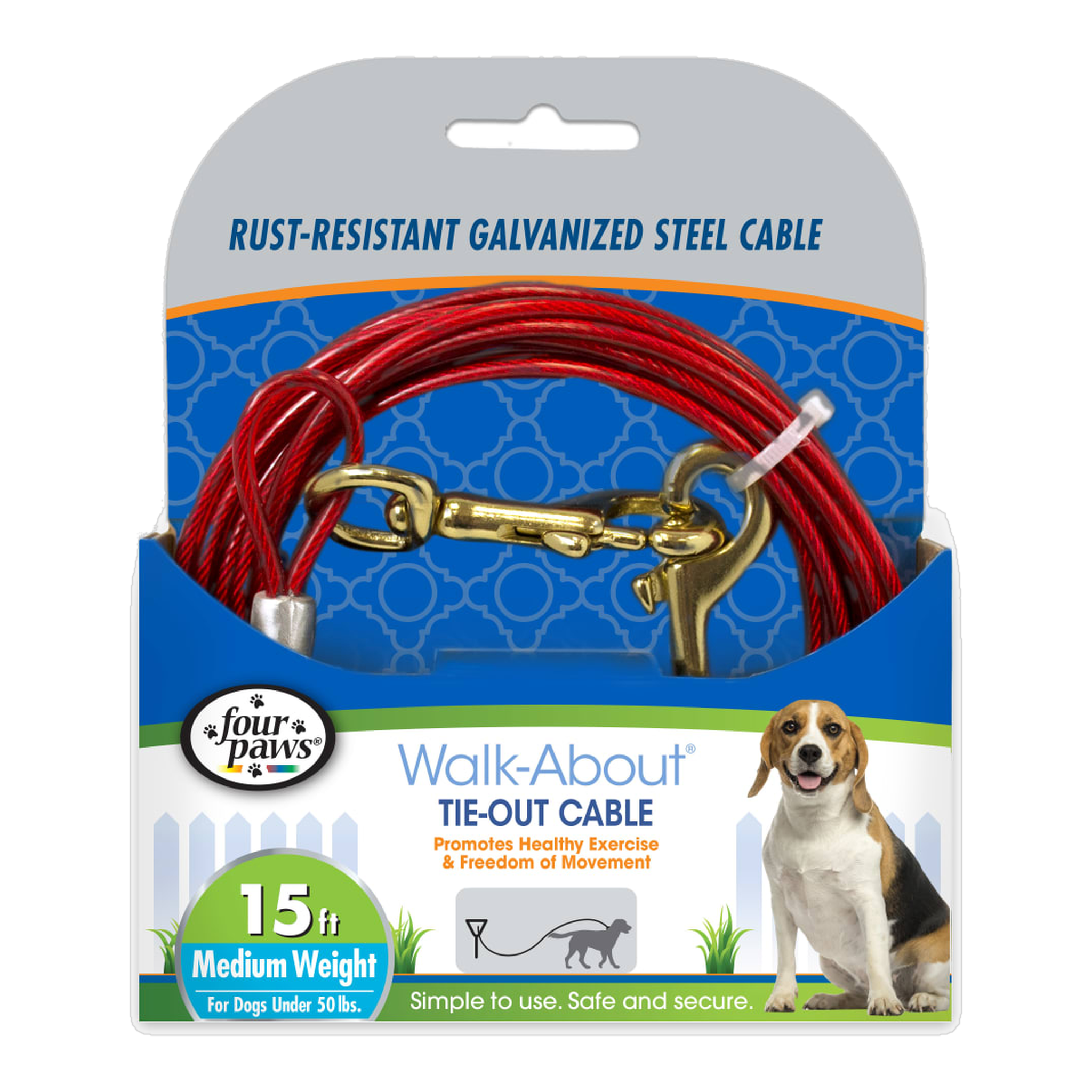Four Paws Walk-About Medium Weight Dog Tie-Out Cable package front