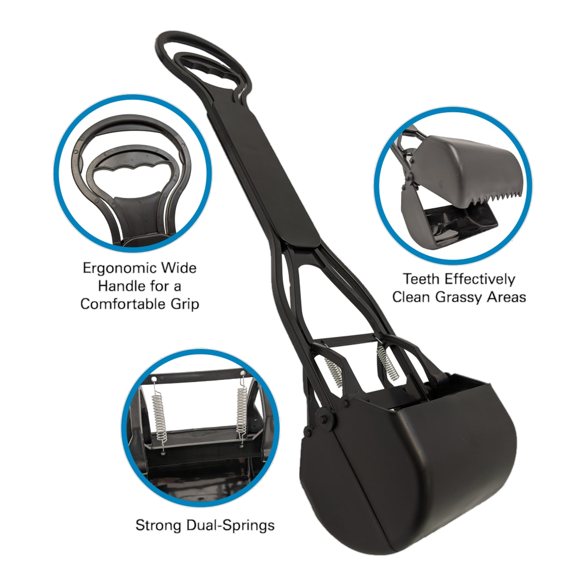 Four Paws Wee-Wee Allen's Spring Action Dog Pooper Scooper Spring action scooper handle, springs and jaw detail