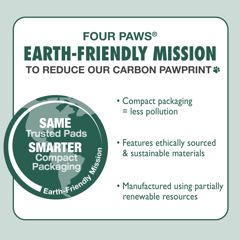 Four Paws Earth-Friendly Mission panel on sustainable materials and compact packaging