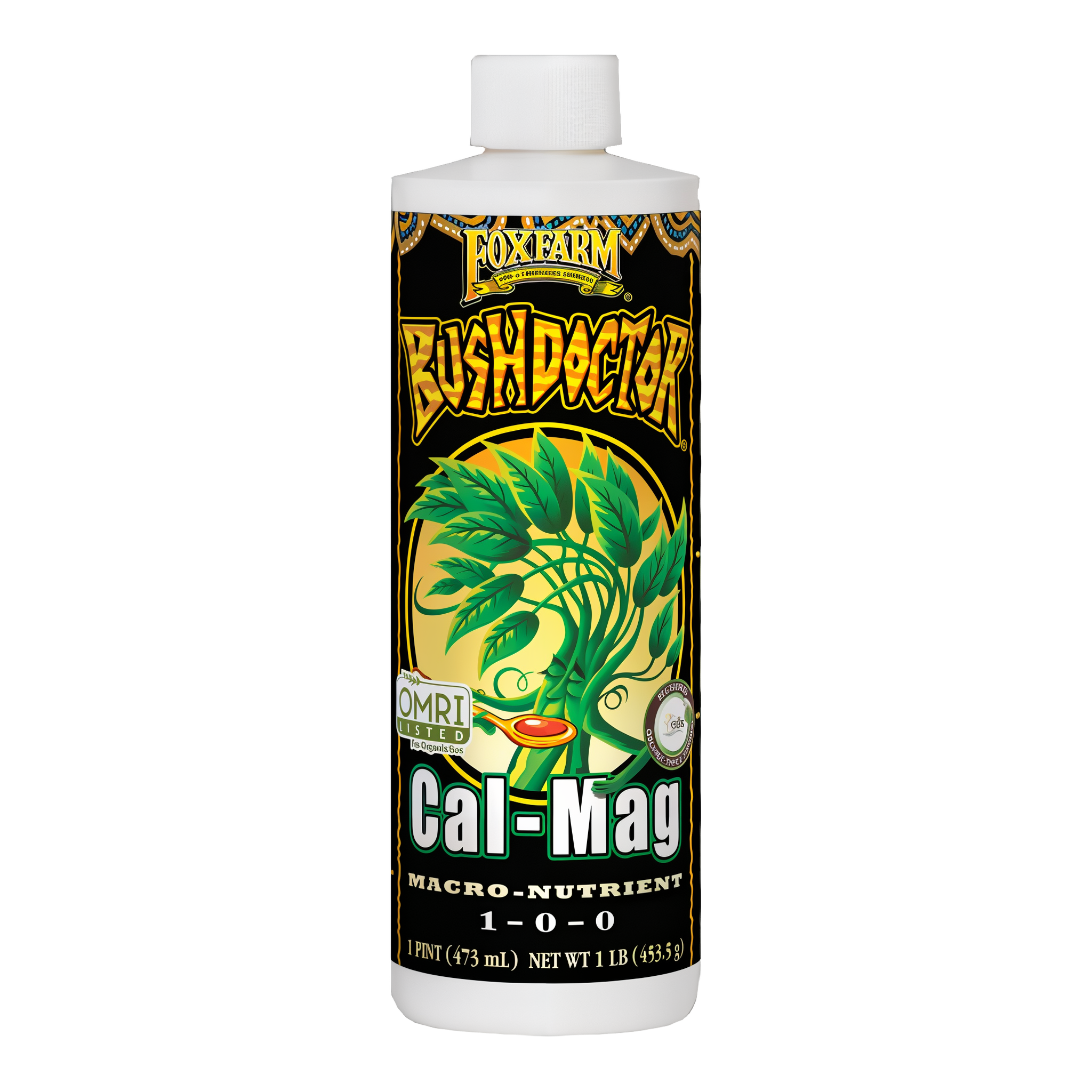 FoxFarm Bush Doctor Cal-Mag Macro-Nutrient 1-0-0 1 pint bottle, OMRI Listed calcium and magnesium supplement to prevent blossom end rot and tip burn