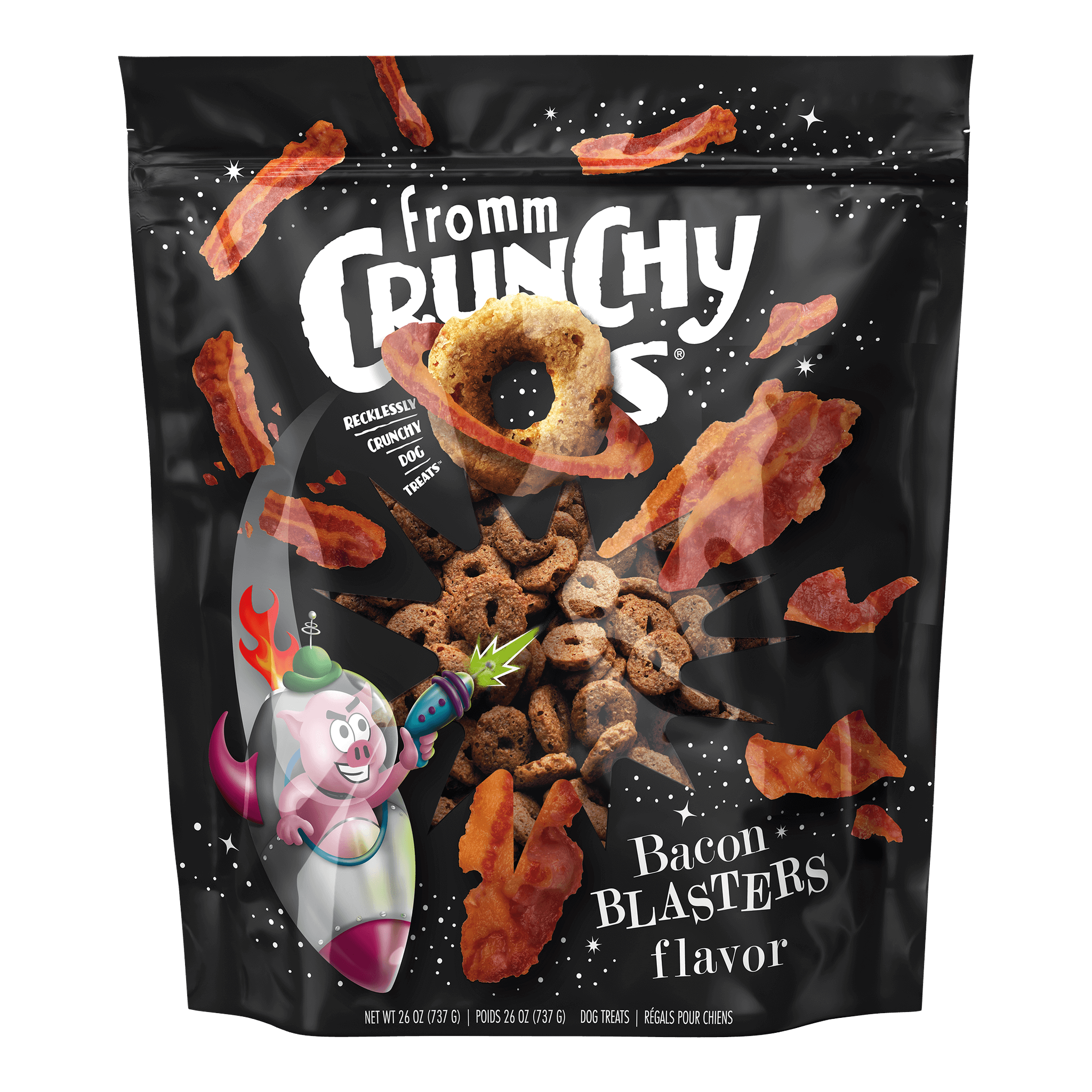Fromm Crunchy O's Bacon Blasters Flavor Dog Treats bag #26 oz