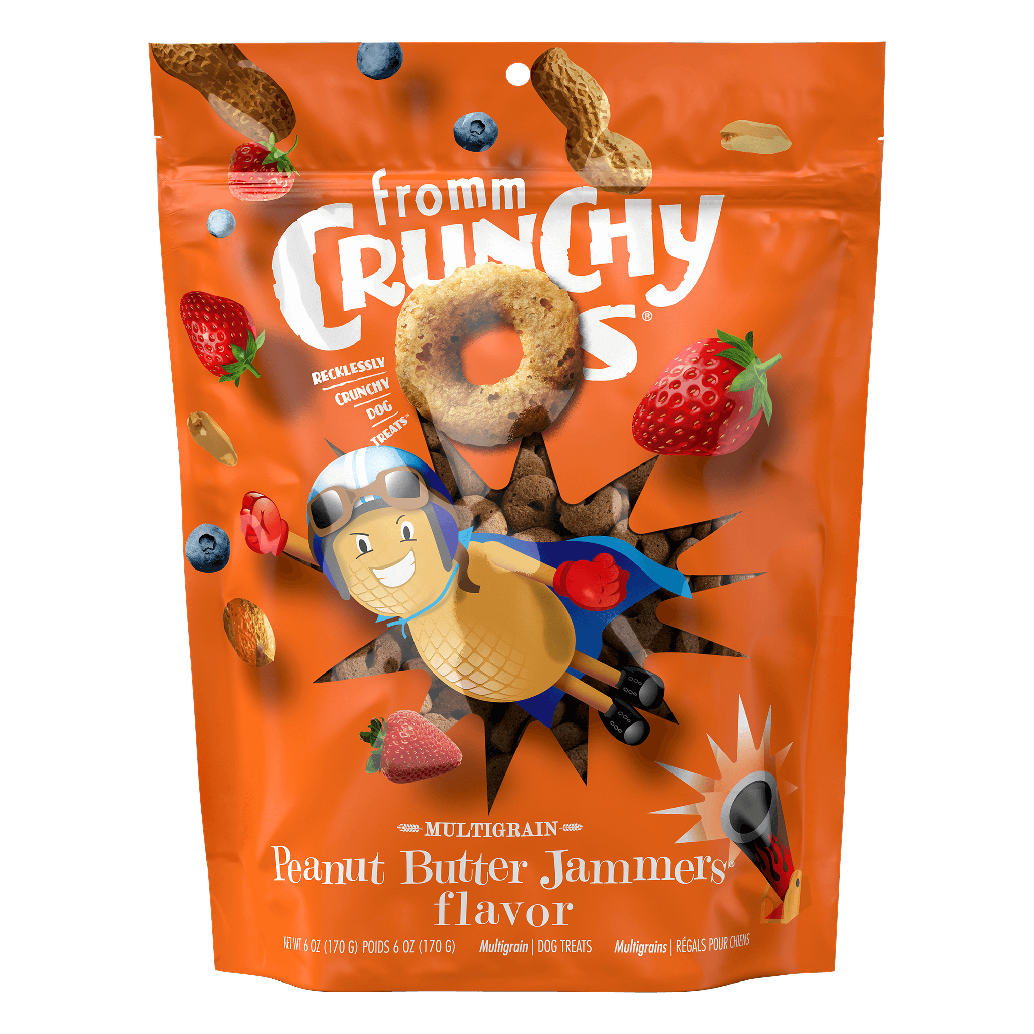 Fromm Crunchy O's Peanut Butter Jammers Flavor Dog Treats bag #6 OZ