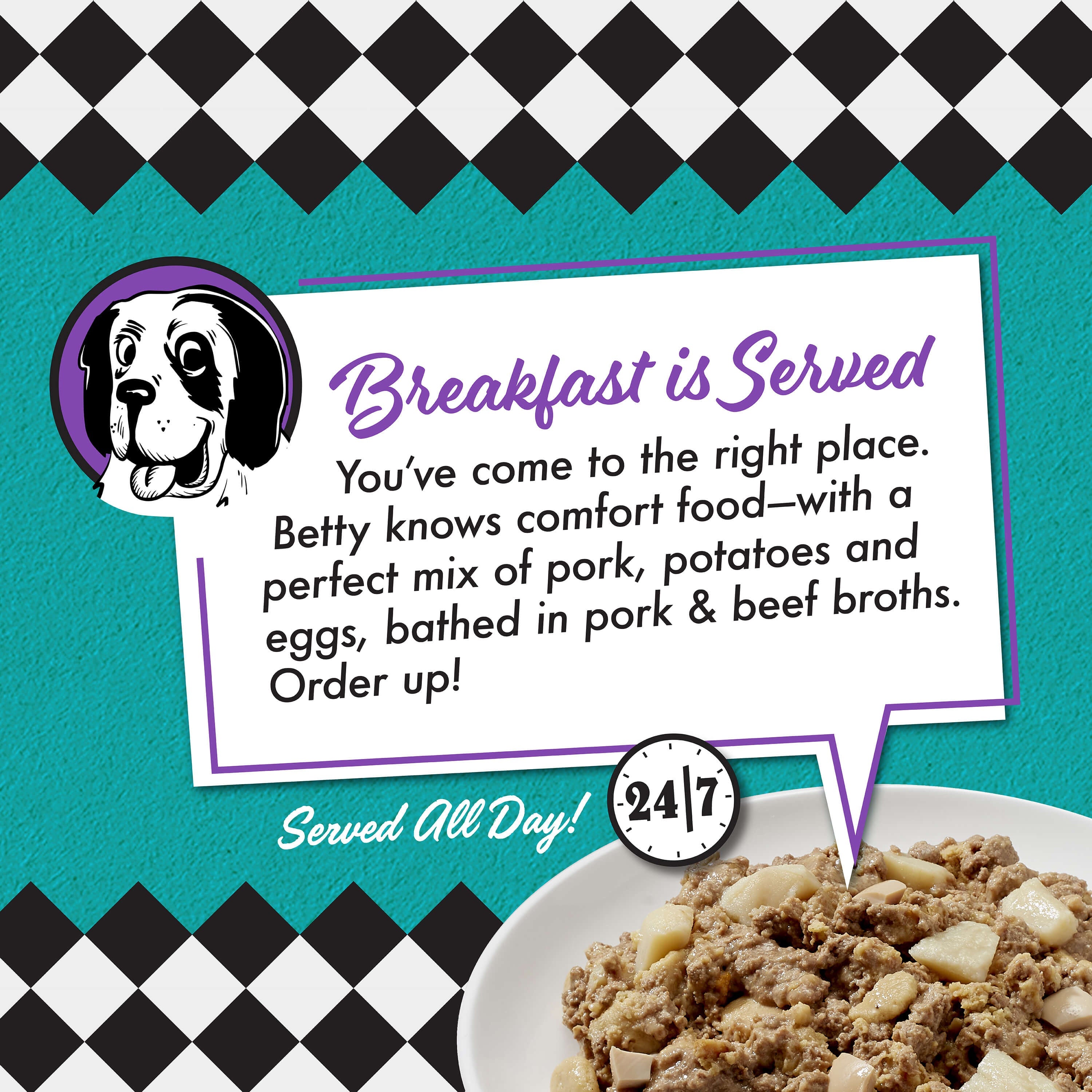 Breakfast is served: Betty knows comfort food with a perfect mix of pork, potatoes, and eggs bathed in pork and beef broths