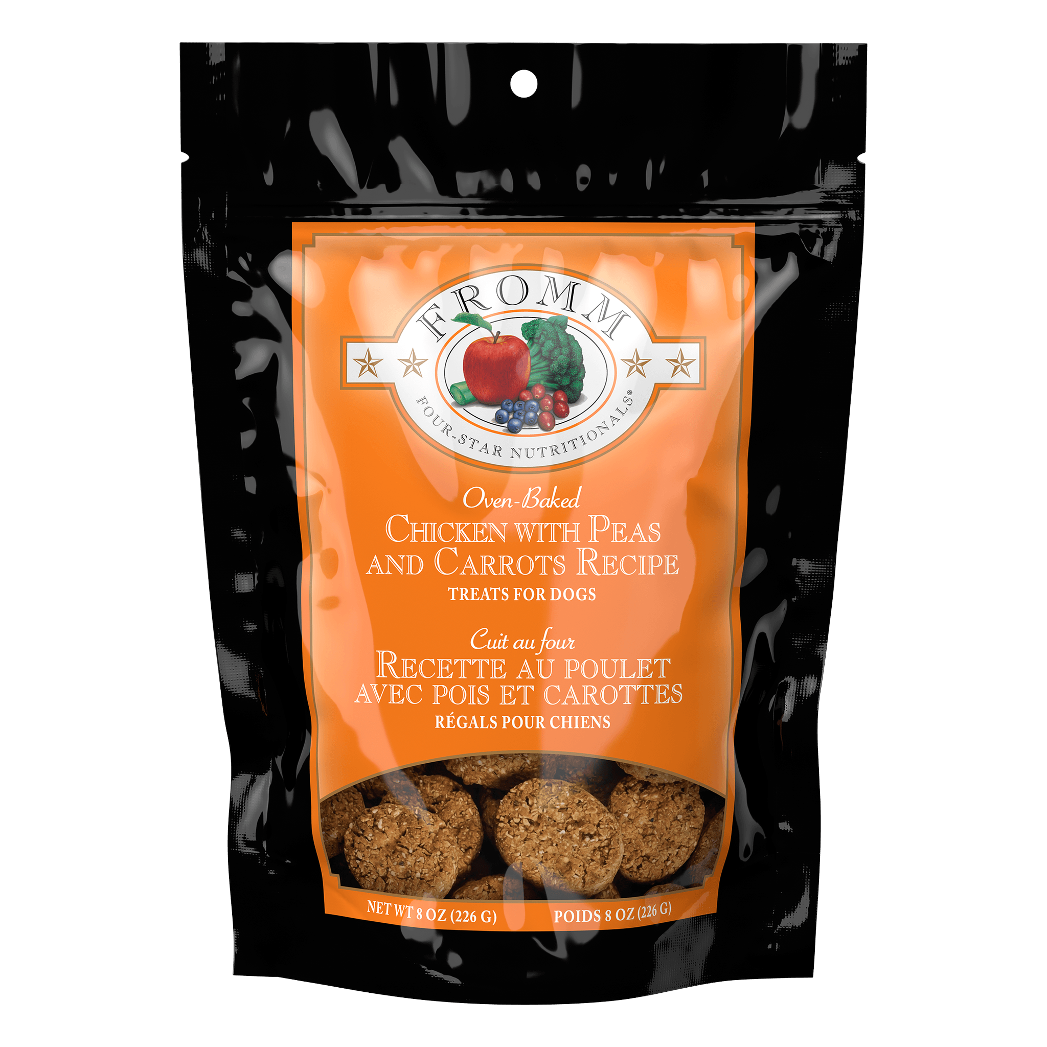 Fromm Four-Star Chicken with Peas and Carrots Recipe Treats for Dogs 8 oz bag