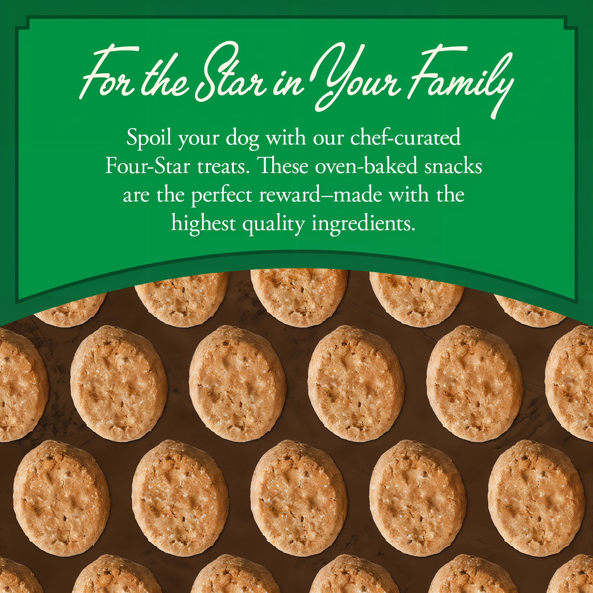For the star in your family: chef-curated Fromm Four-Star oven-baked treats made with the highest quality ingredients