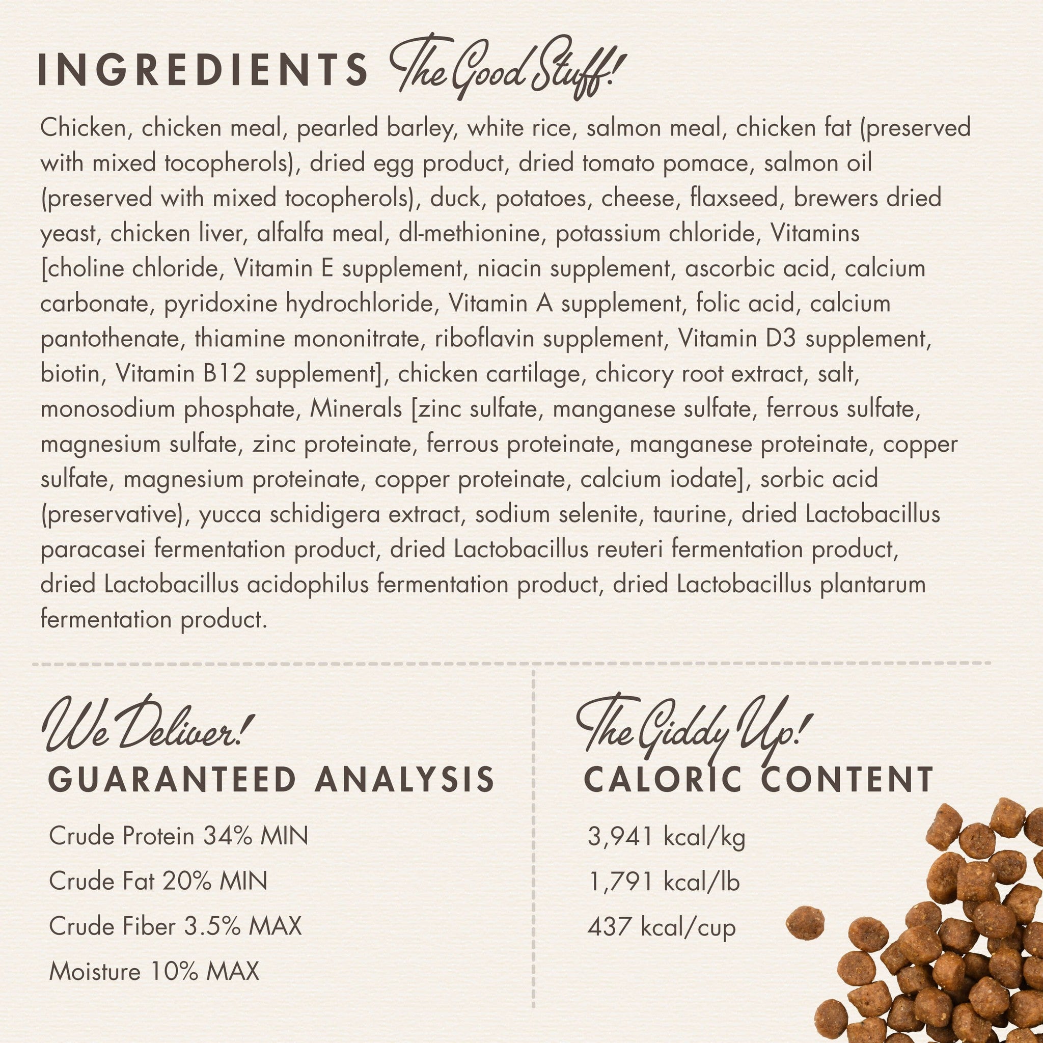 Fromm Gold Kitten ingredients panel with guaranteed analysis and caloric content
