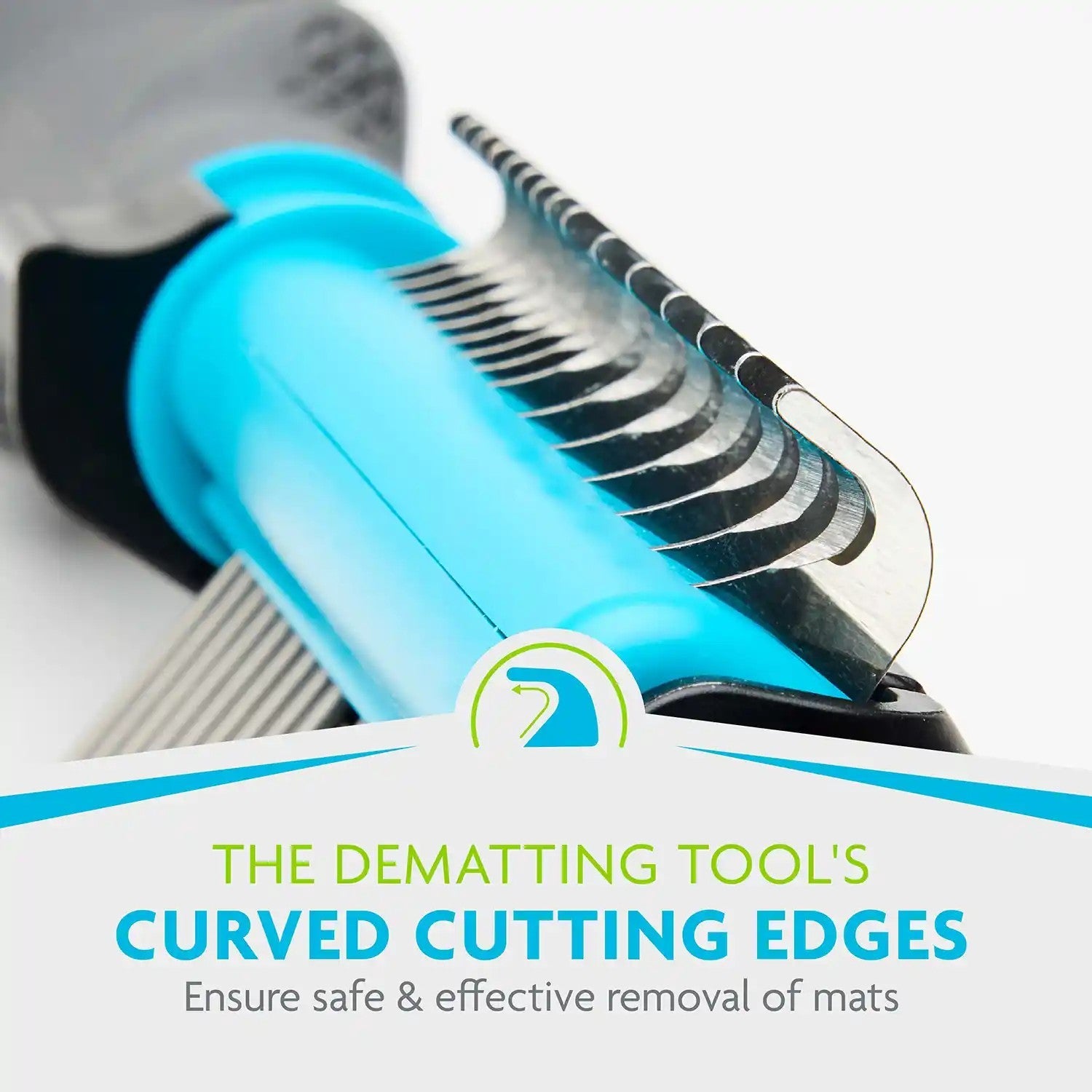 Curved cutting edges for safe, effective mat removal