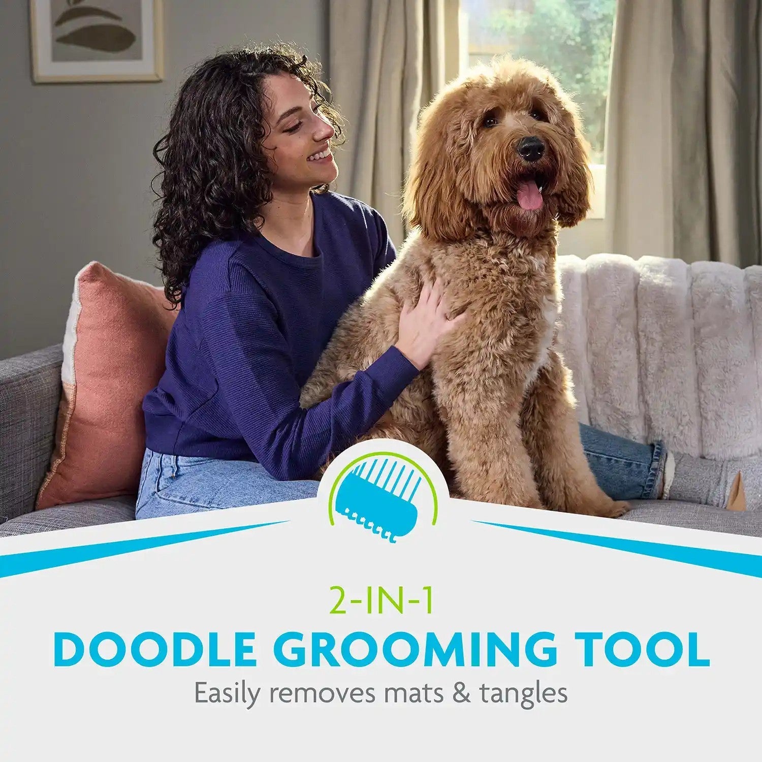 2-in-1 Doodle Grooming Tool easily removes mats and tangles