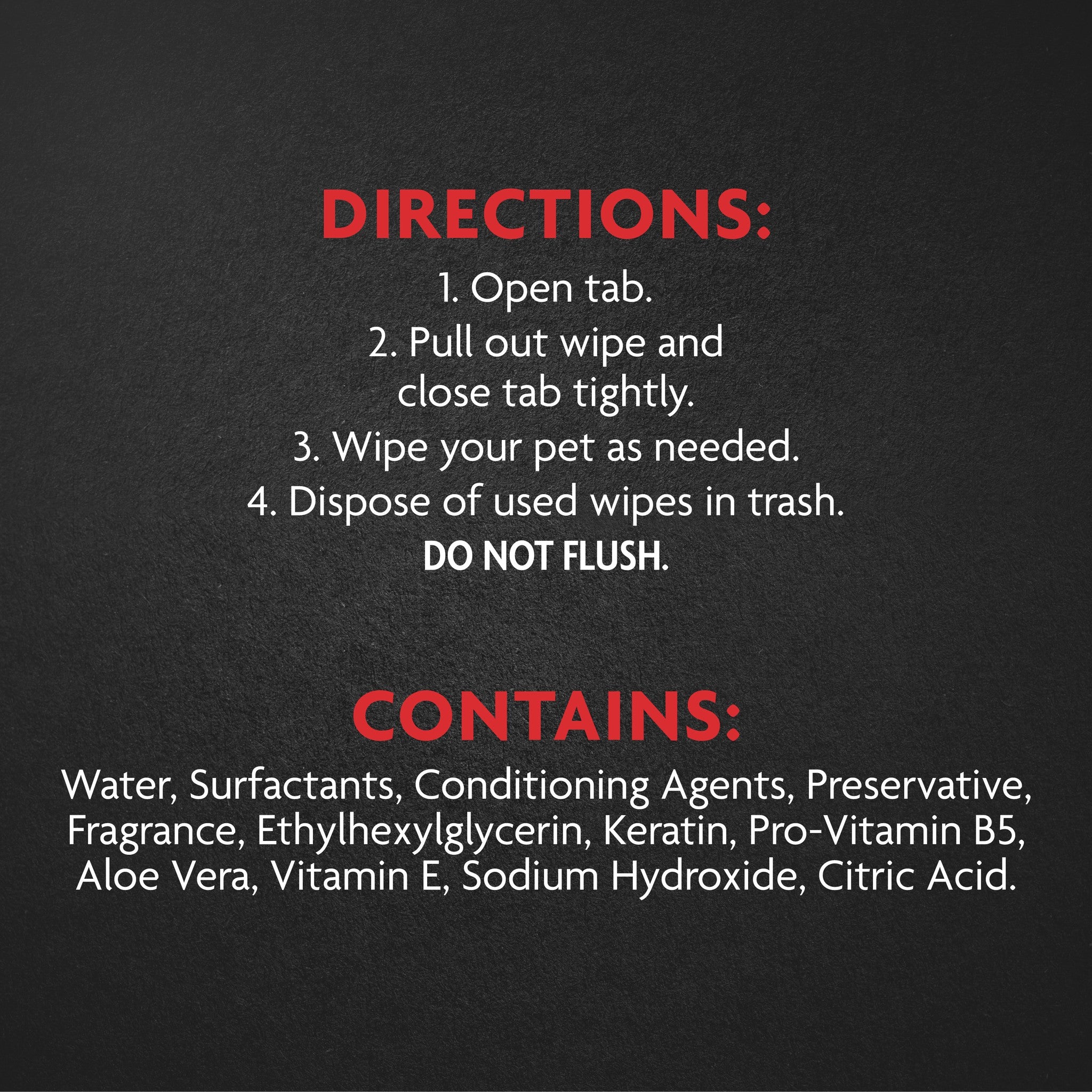 FURminator deShedding grooming wipes directions and ingredients panel