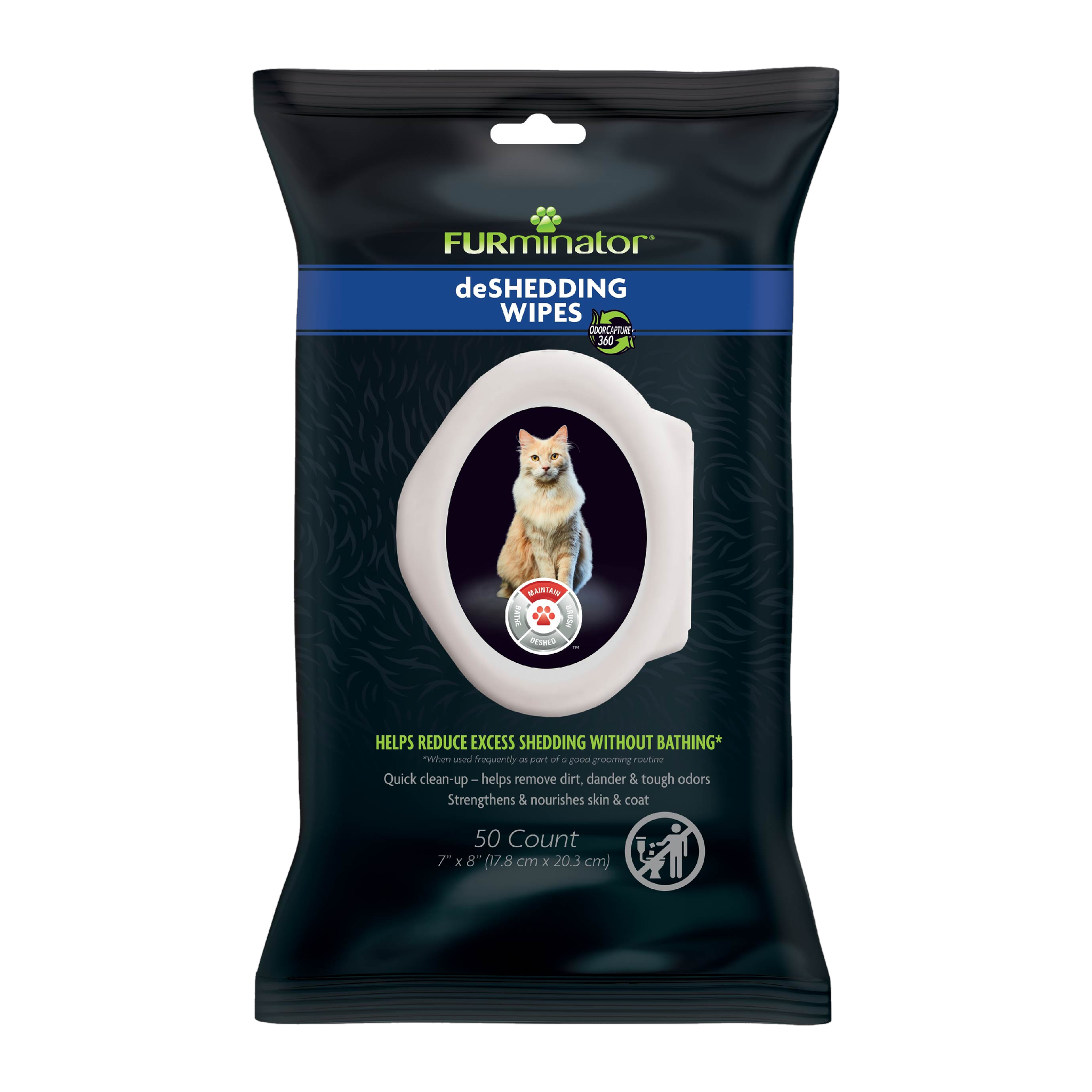 FURminator DeShedding Grooming Wipes for Cats package front