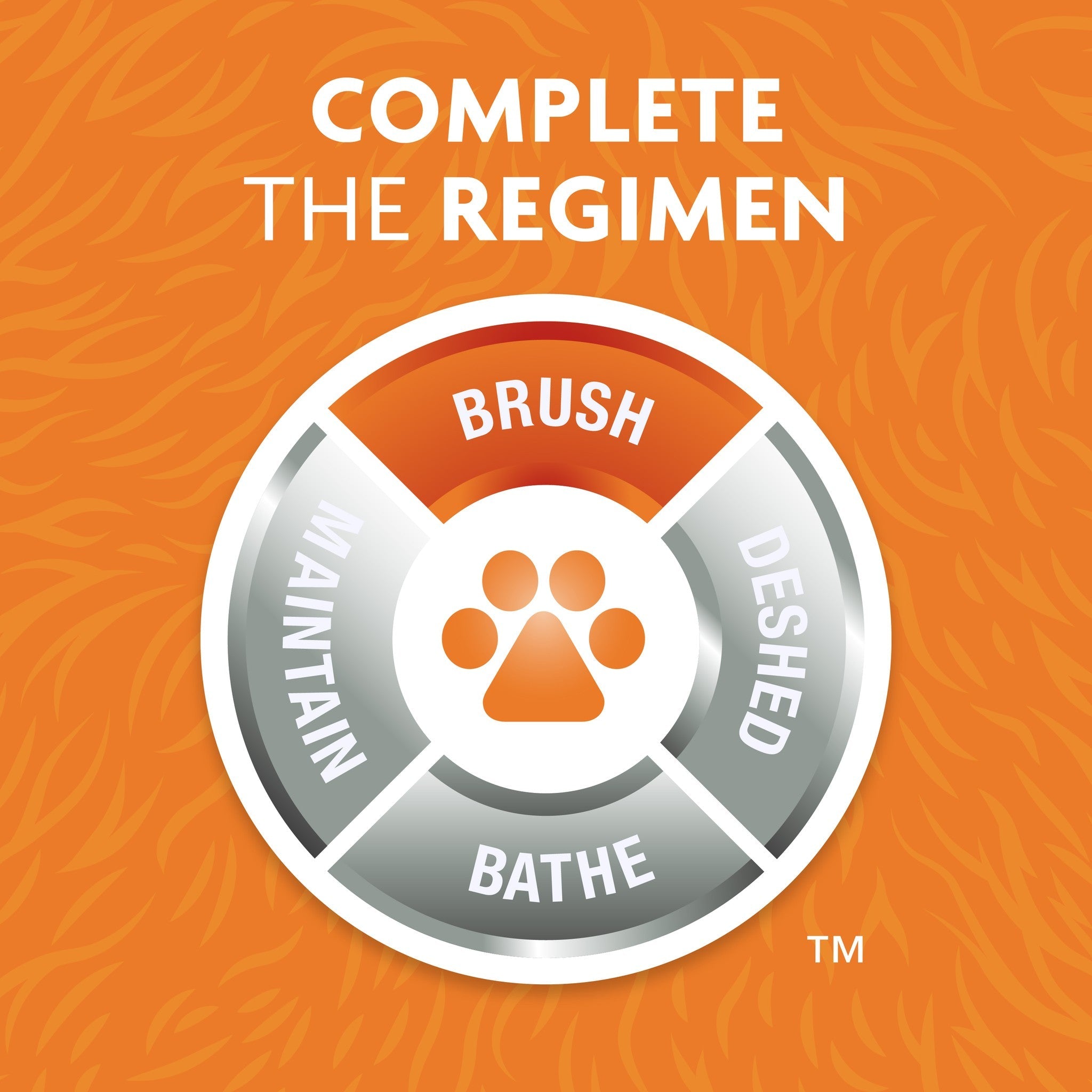 Complete the FURminator regimen: Brush, deShed, Bathe, Maintain