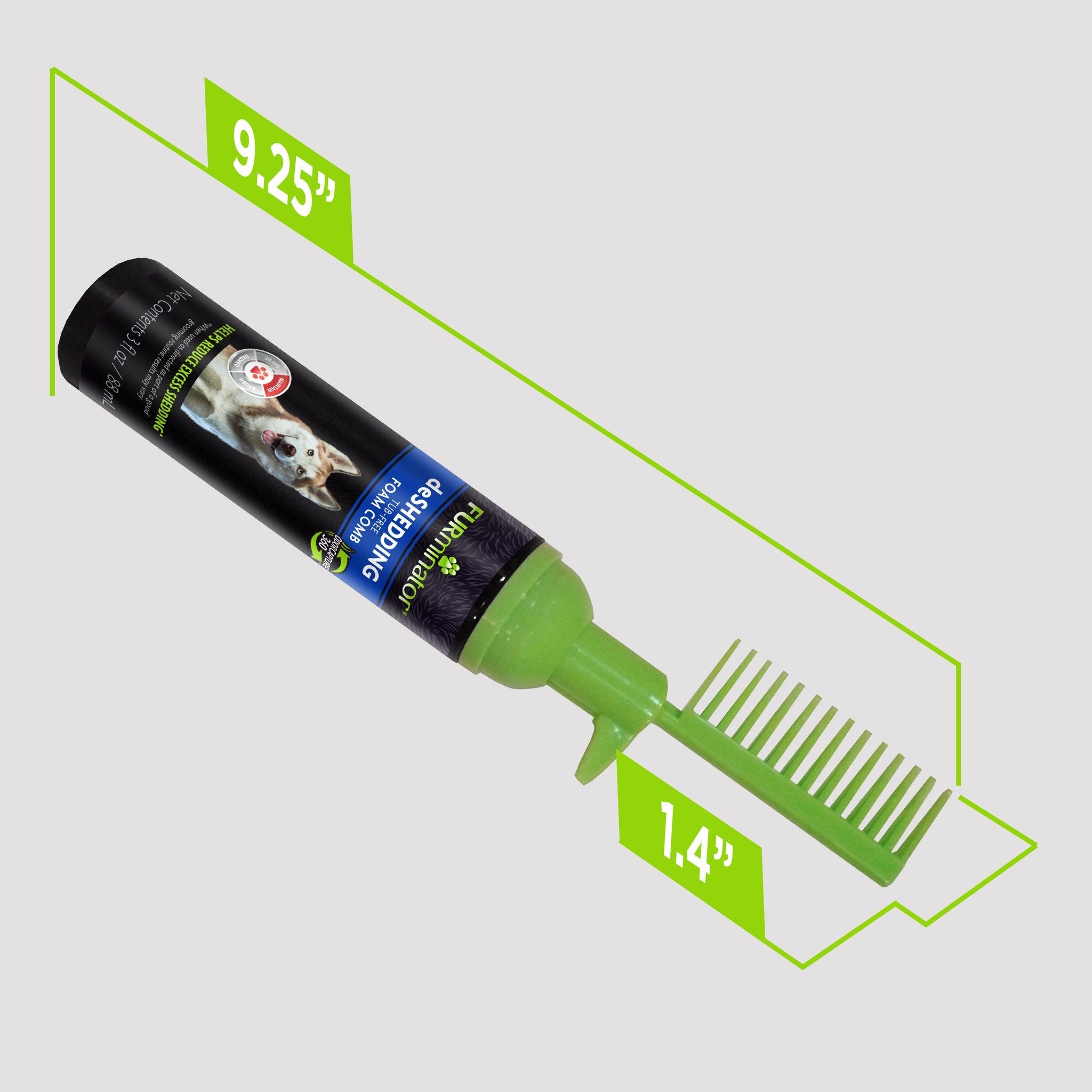 FURminator Tub-Free deShedding Foam Comb size and scale